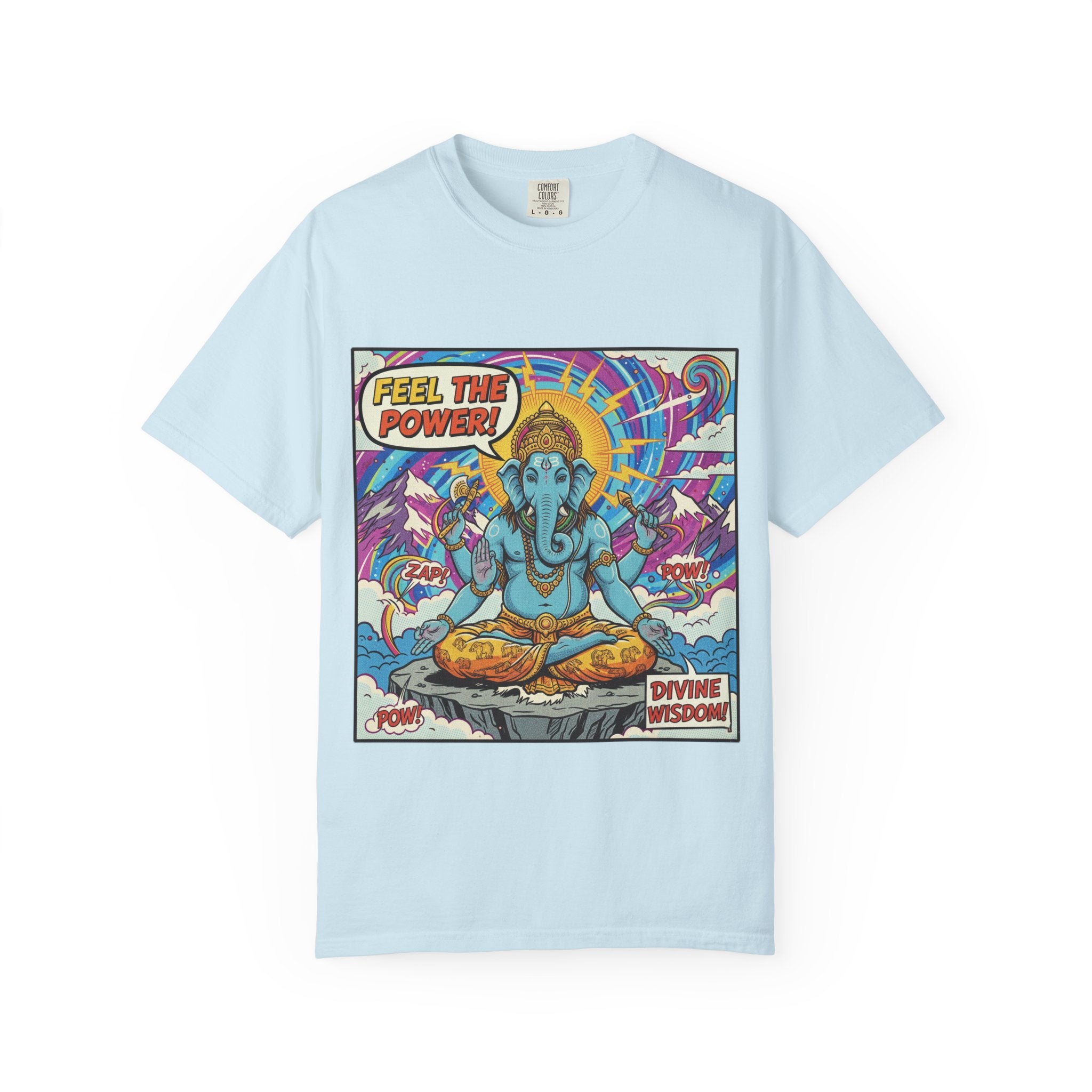 Feel The Power Ganesha Pop Art T-Shirt – Retro Comic Divine Wisdom Graphic Tee