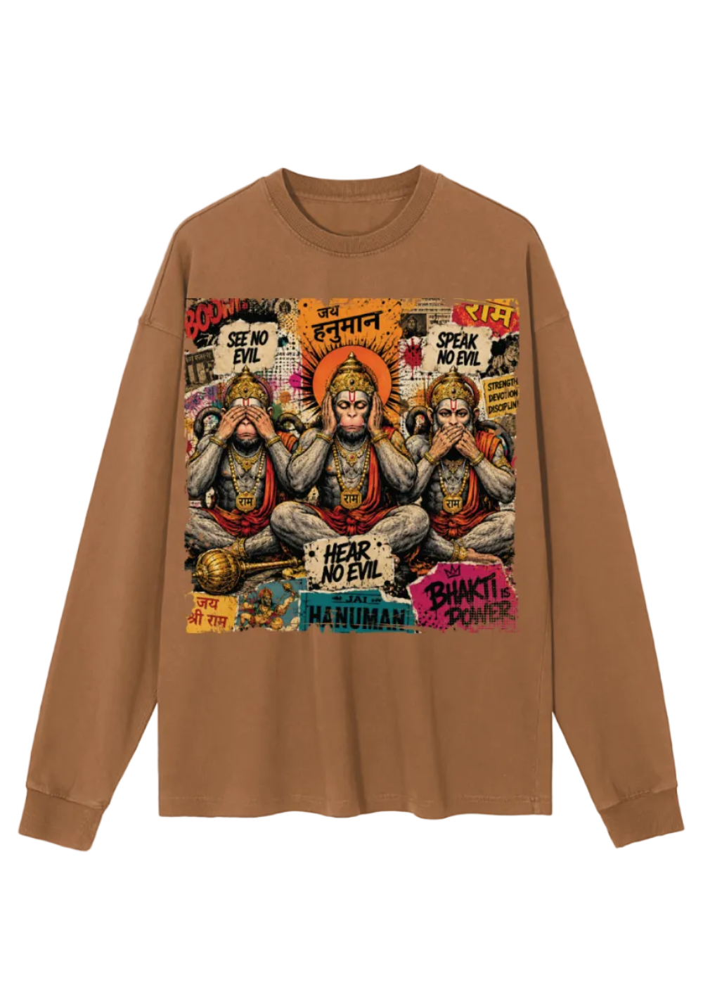 Hanuman Three Wise Monkeys Vintage Washed Long Sleeve