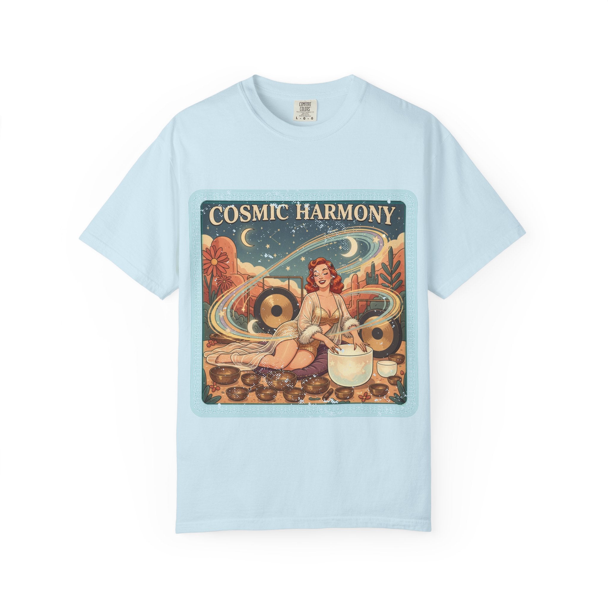 Cosmic Harmony Vintage T-Shirt – Retro Sound Healing Crystal Bowl Graphic Tee