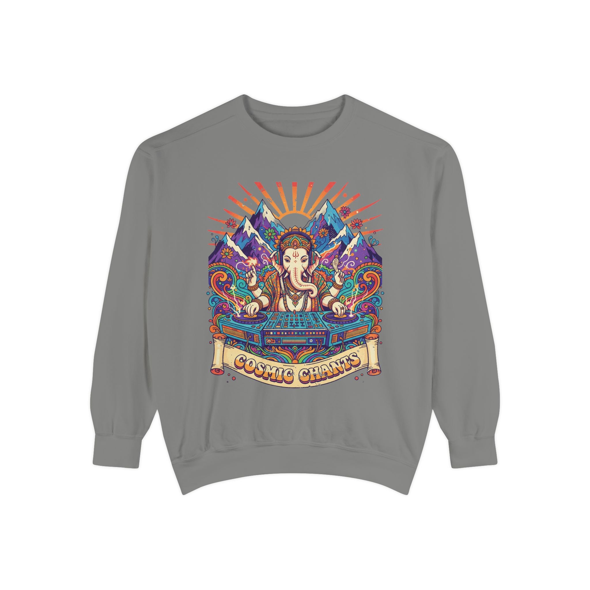 Cosmic Chants Ganesha DJ Sweatshirt – Psychedelic Spiritual Rave Pullover
