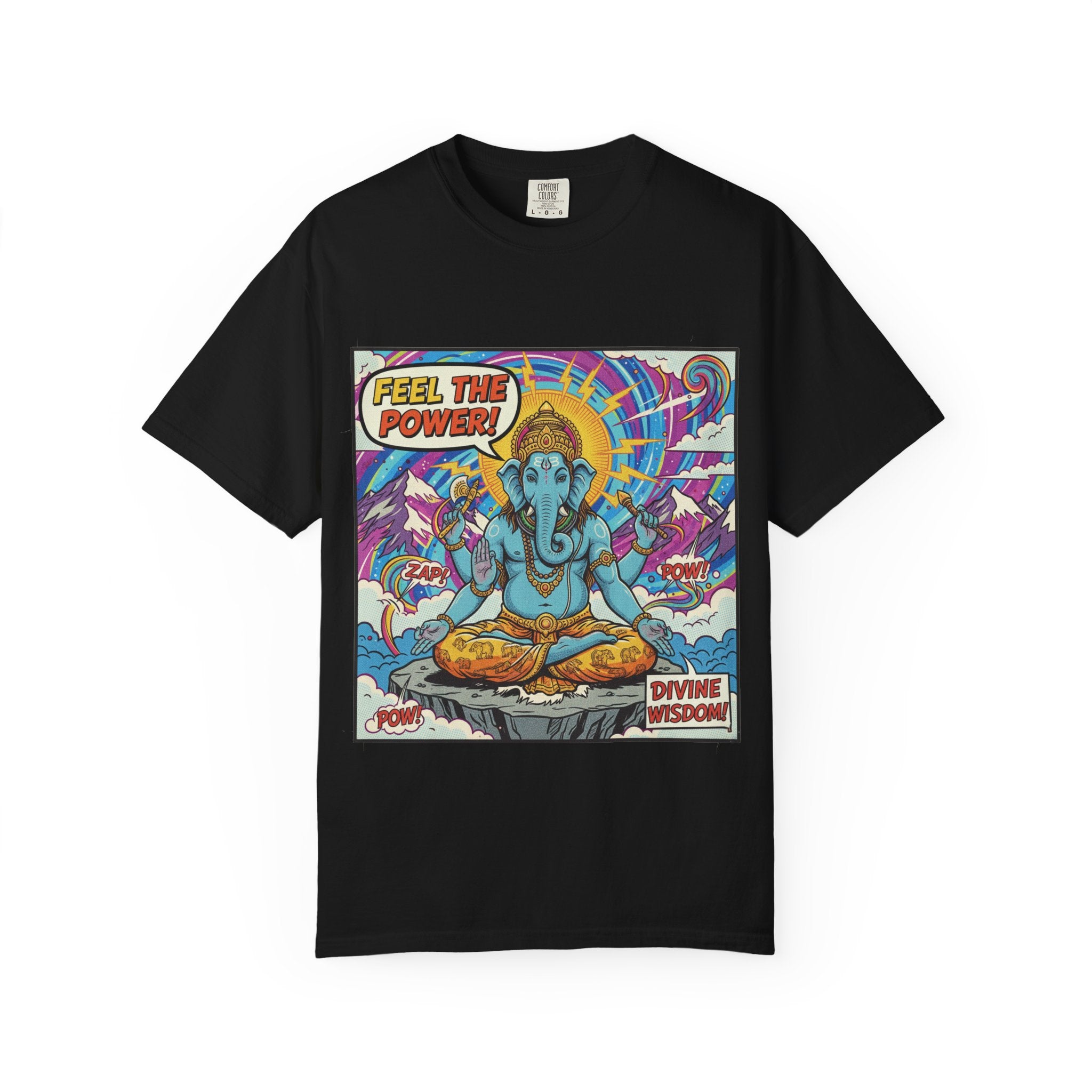 Feel The Power Ganesha Pop Art T-Shirt – Retro Comic Divine Wisdom Graphic Tee