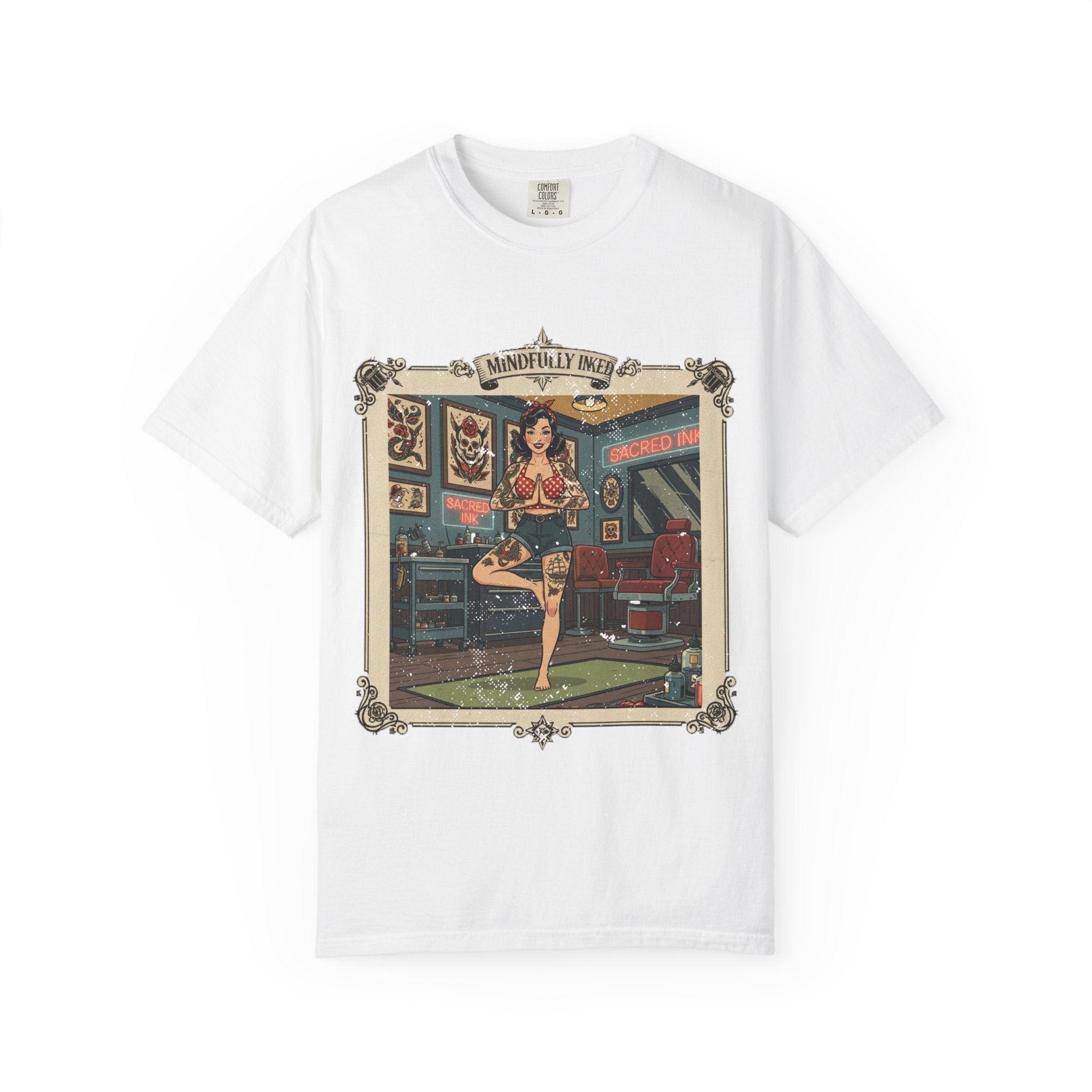 Mindfully Inked Retro T-Shirt – Vintage Tattoo Artist Yoga Graphic Tee