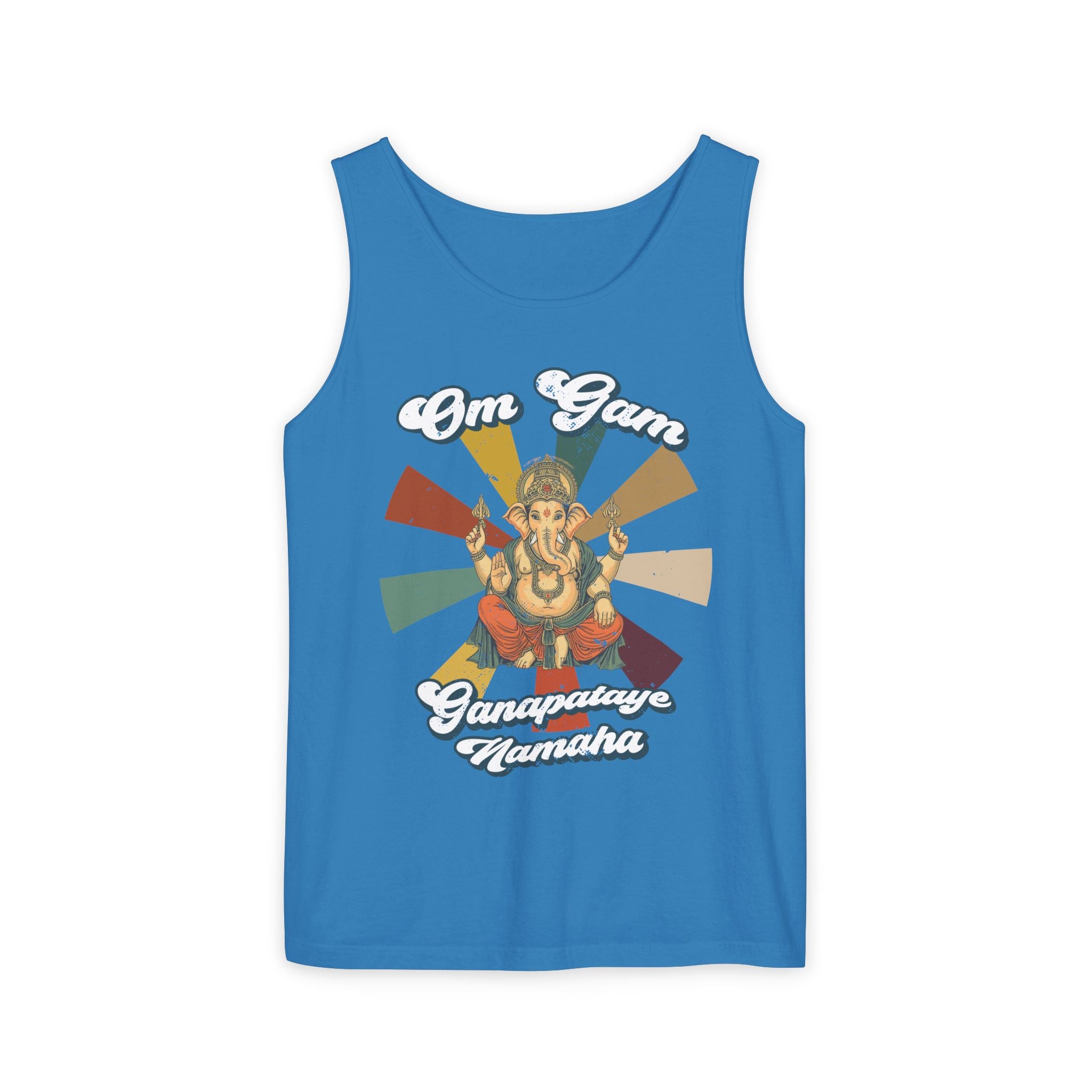 Lord Ganesha Retro Tank Top – Om Gam Ganapataye Namaha Mantra Shirt