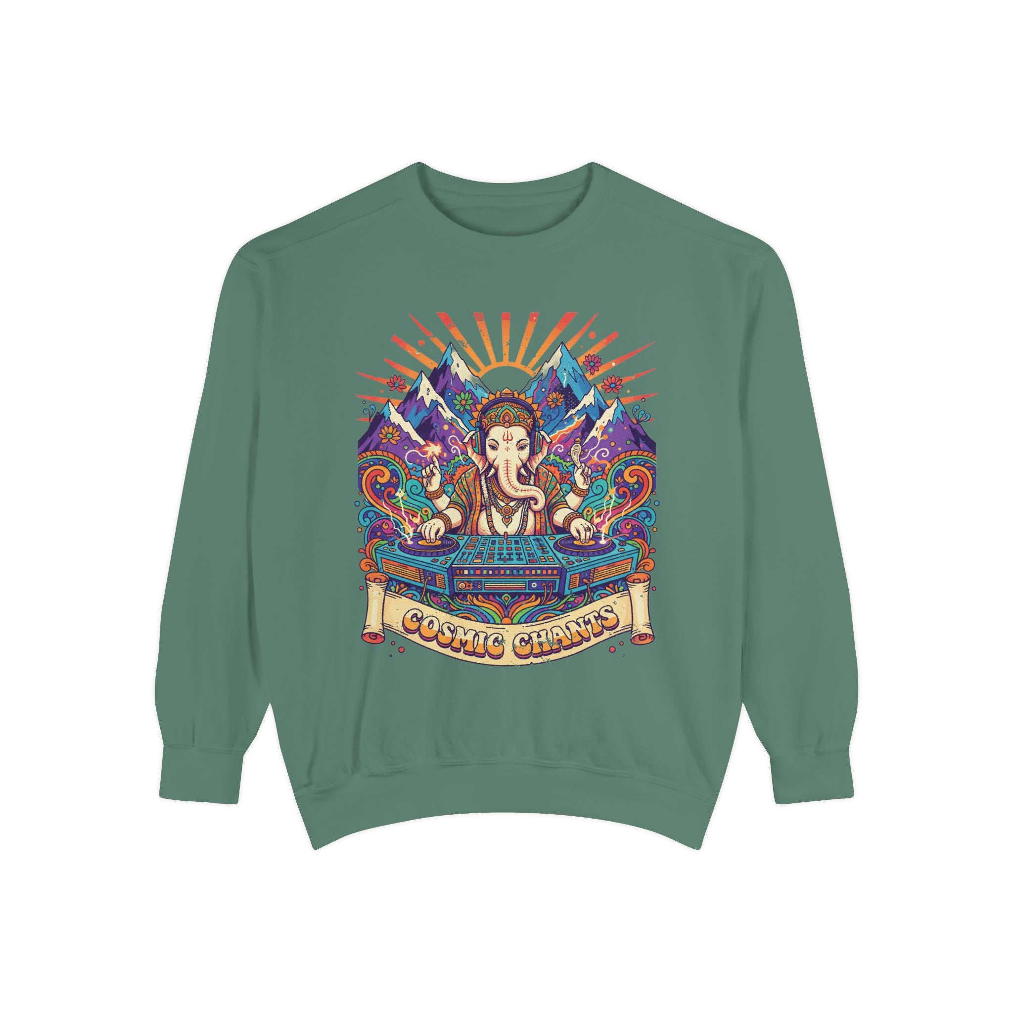 Cosmic Chants Ganesha DJ Sweatshirt – Psychedelic Spiritual Rave Pullover