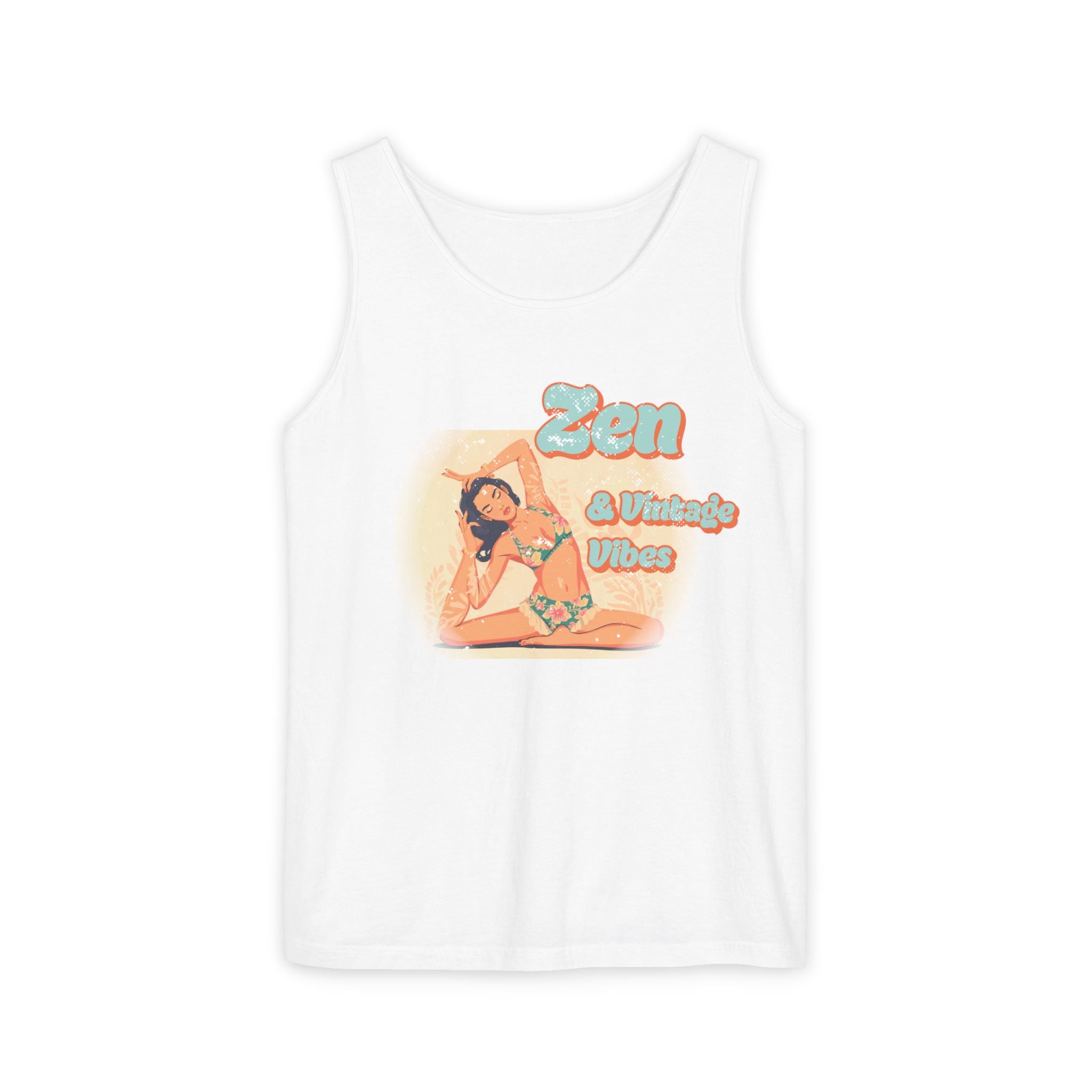 Zen & Vintage Vibes Tank Top – Retro Boho Graphic Yoga Sleeveless Tee