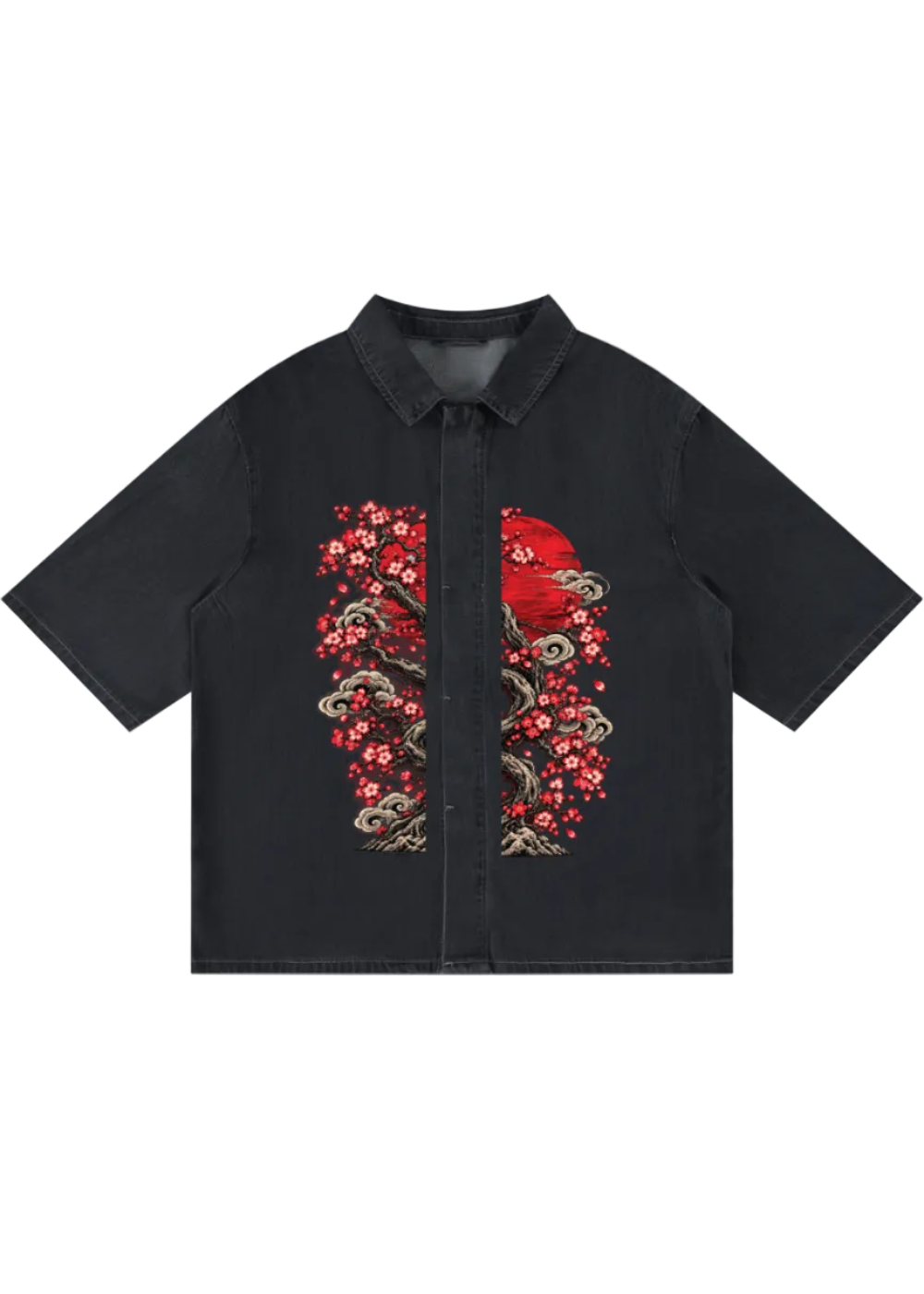Japanese Cherry Blossom Shiva Vintage Wash Lyocell Shirt