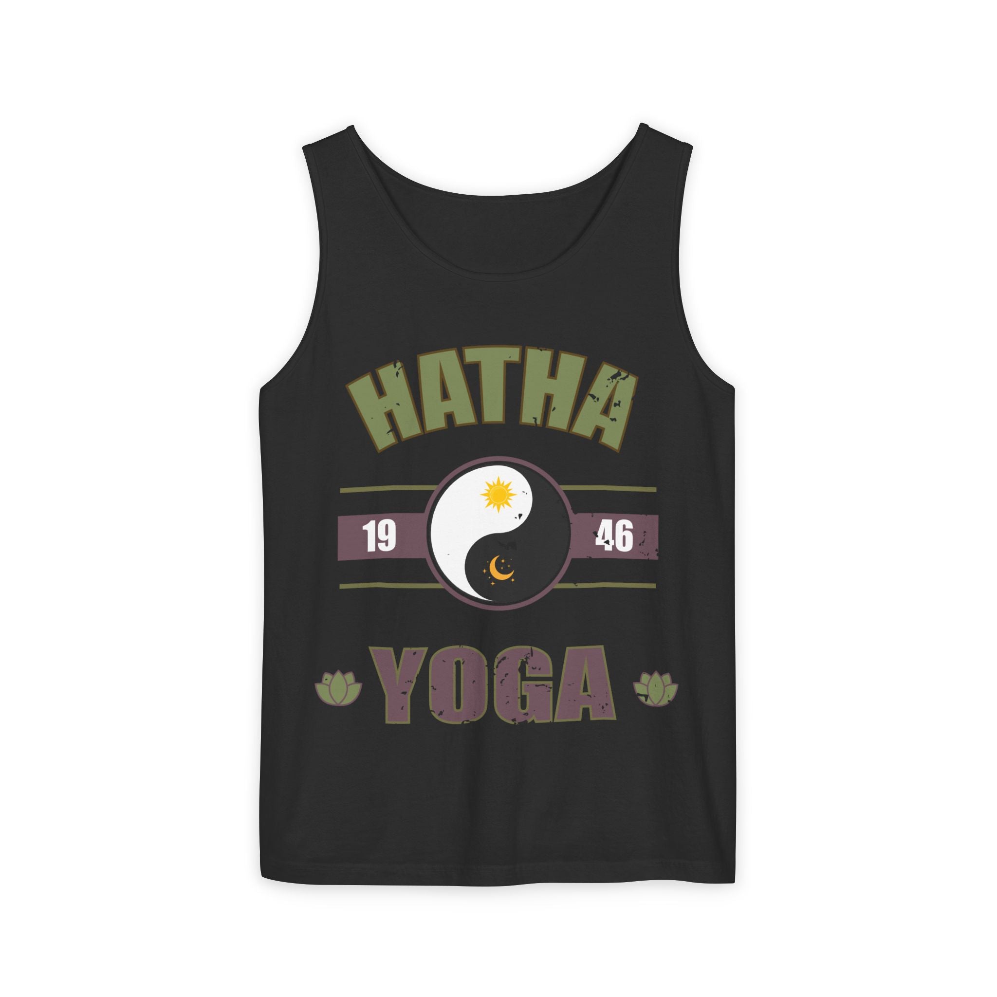 Vintage Hatha Yoga Tank Top – Yin Yang Celestial Meditation Racerback