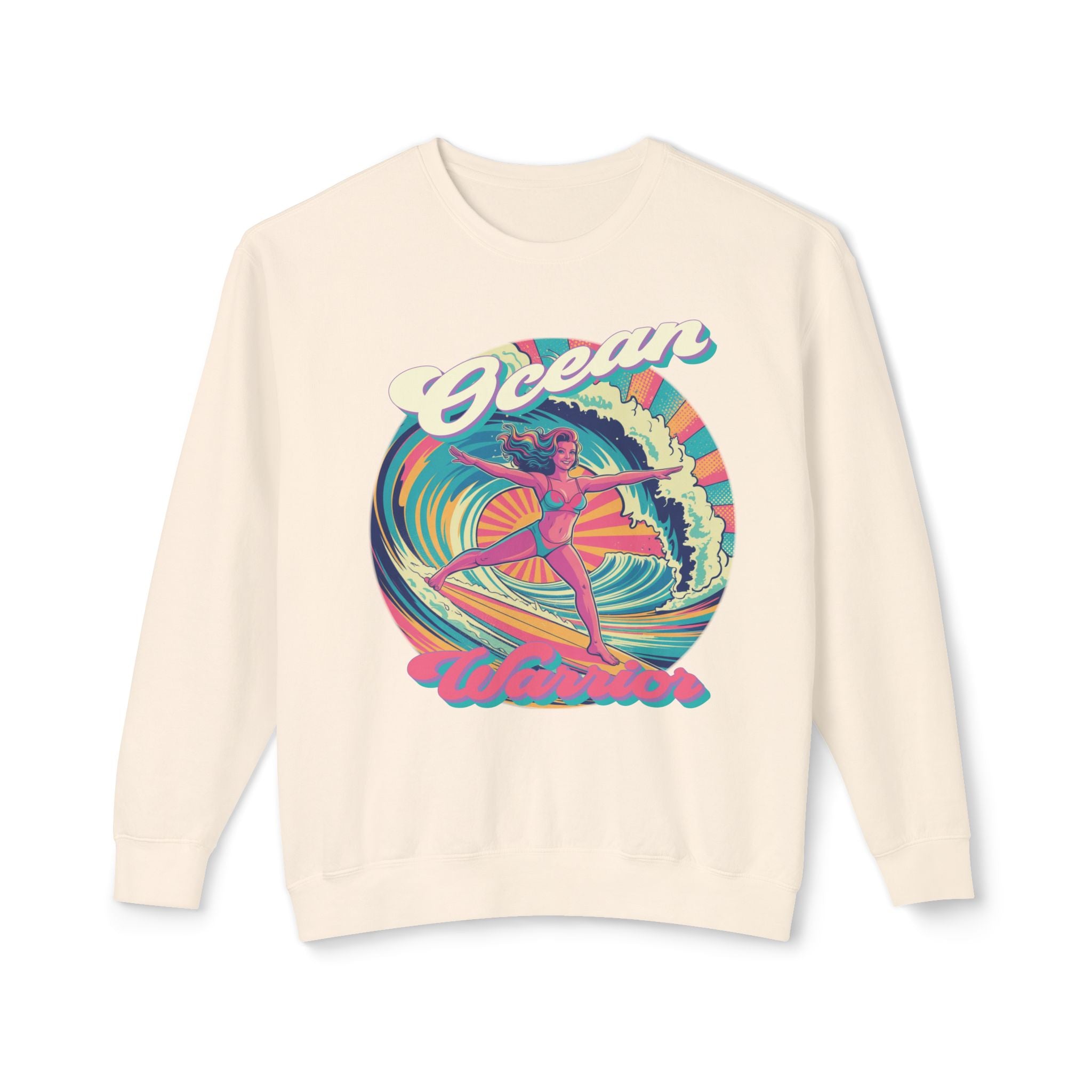 Ocean Warrior Retro Sweatshirt – Vaporwave Surf Aesthetic Graphic Pullover