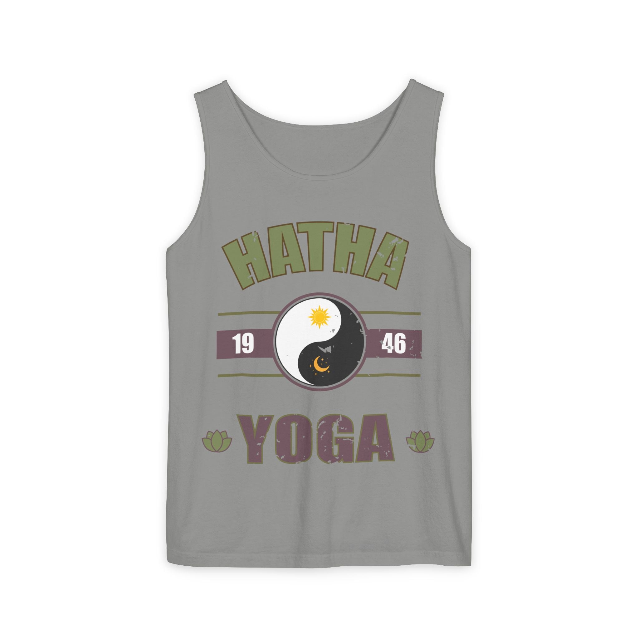 Vintage Hatha Yoga Tank Top – Yin Yang Celestial Meditation Racerback