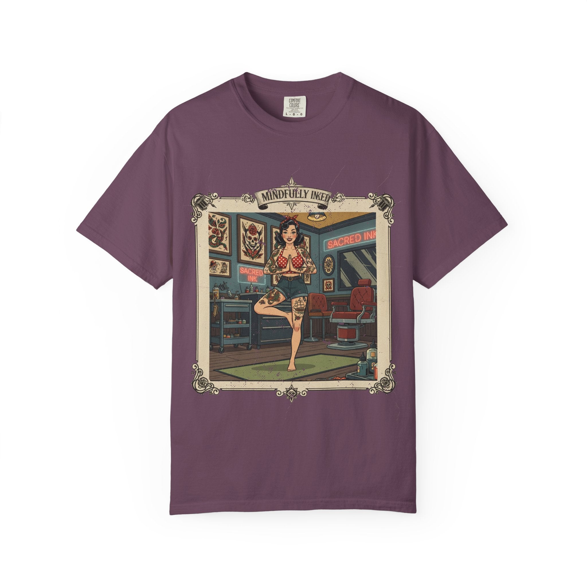 Mindfully Inked Retro T-Shirt – Vintage Tattoo Artist Yoga Graphic Tee