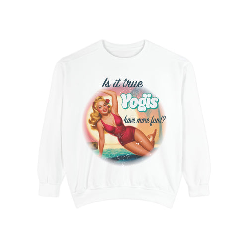 "Yogis Have More Fun" Vintage Pin-Up Sweatshirt – Retro Beach Aesthetic Pullover