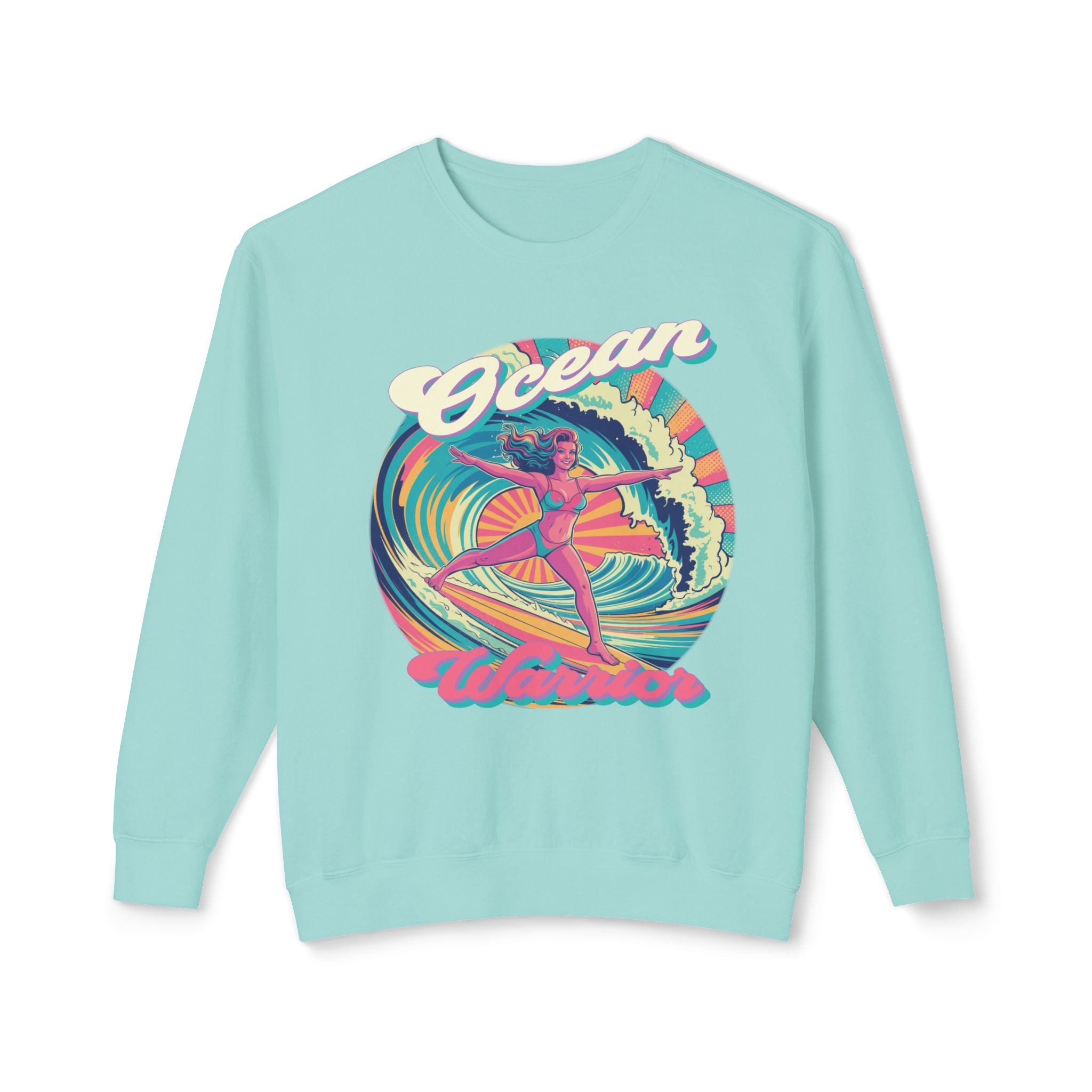 Ocean Warrior Retro Sweatshirt – Vaporwave Surf Aesthetic Graphic Pullover
