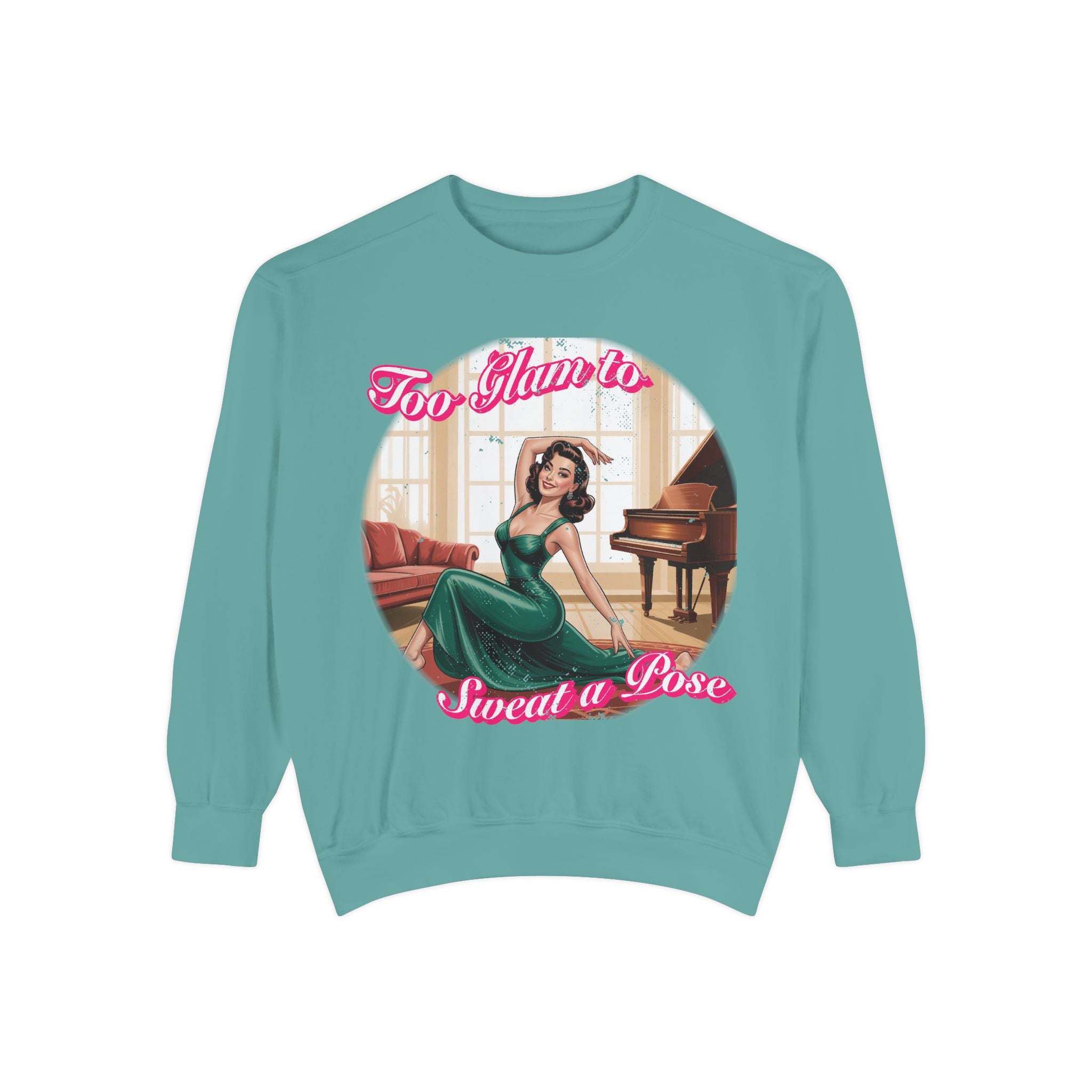 Too Glam to Sweat a Pose Vintage Pin-Up Sweatshirt