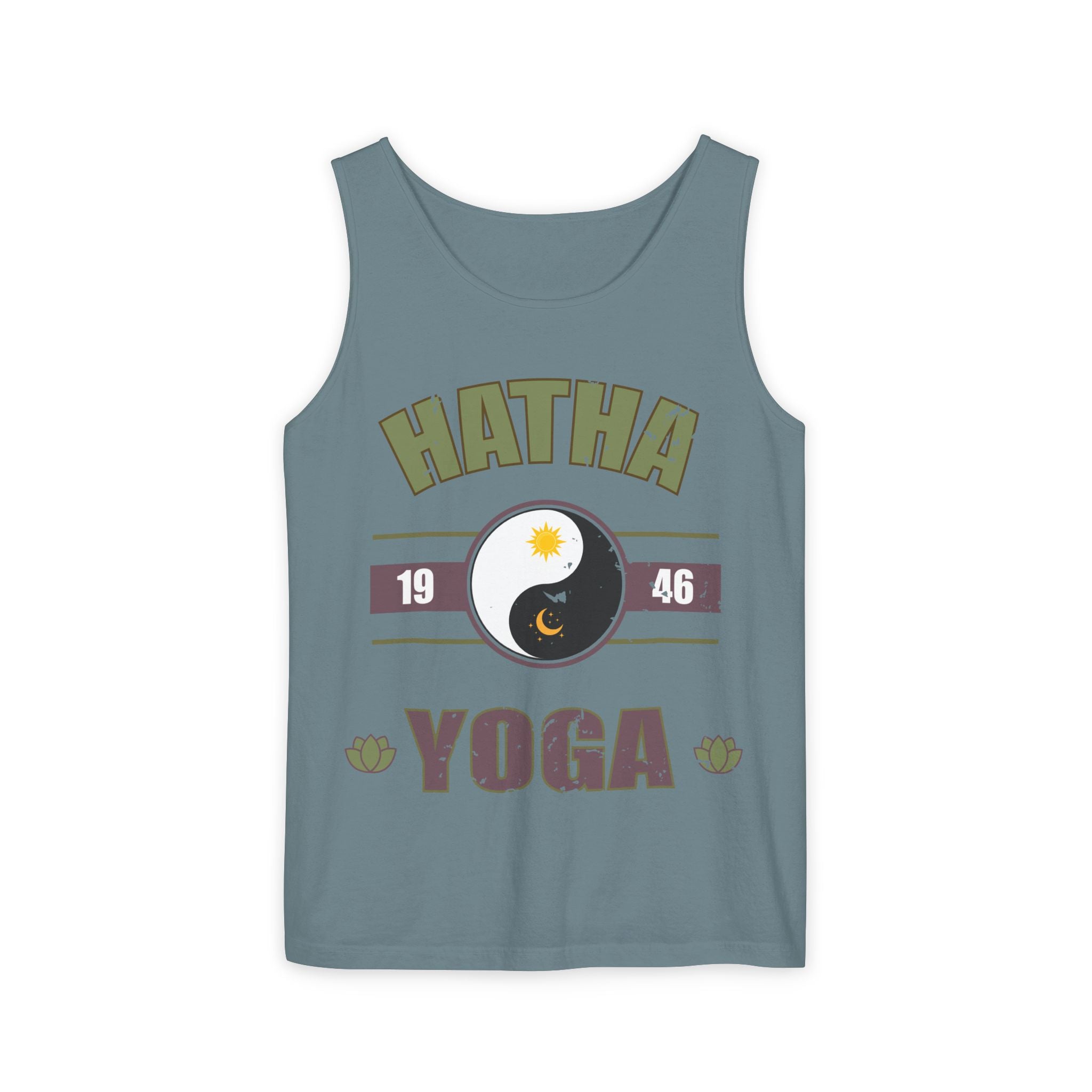 Vintage Hatha Yoga Tank Top – Yin Yang Celestial Meditation Racerback