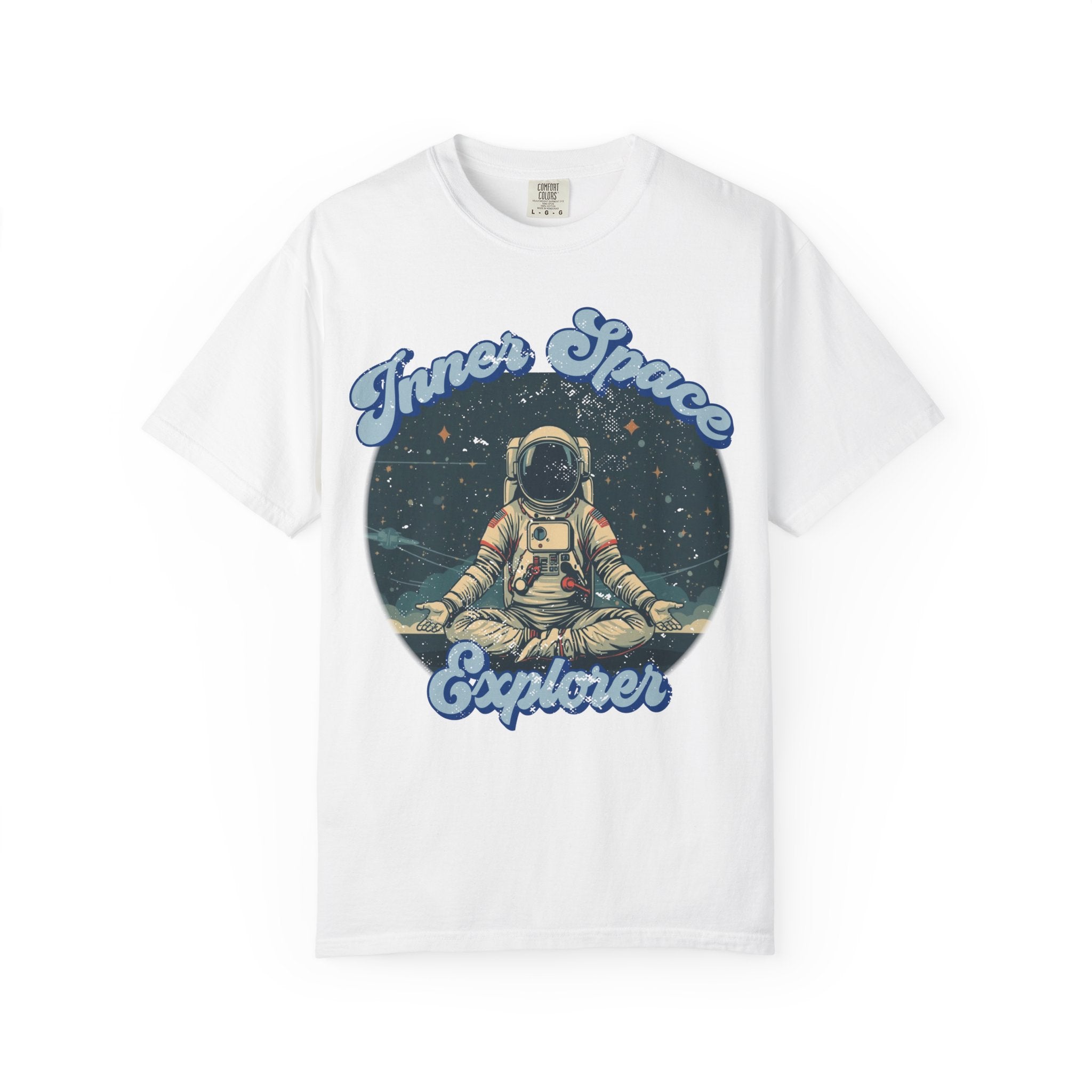 Inner Space Explorer Astronaut T-Shirt – Retro Cosmic Meditation Graphic Tee