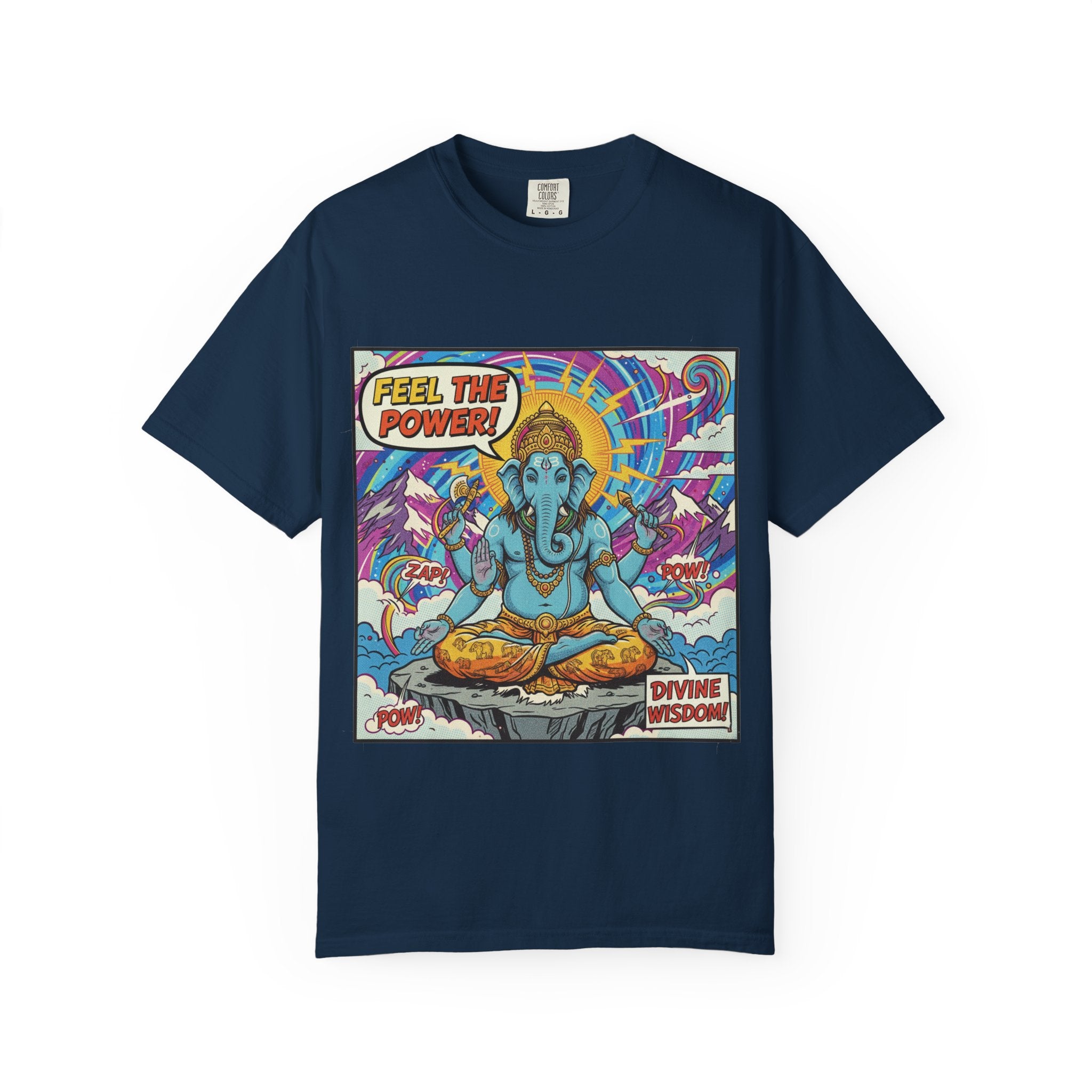 Feel The Power Ganesha Pop Art T-Shirt – Retro Comic Divine Wisdom Graphic Tee
