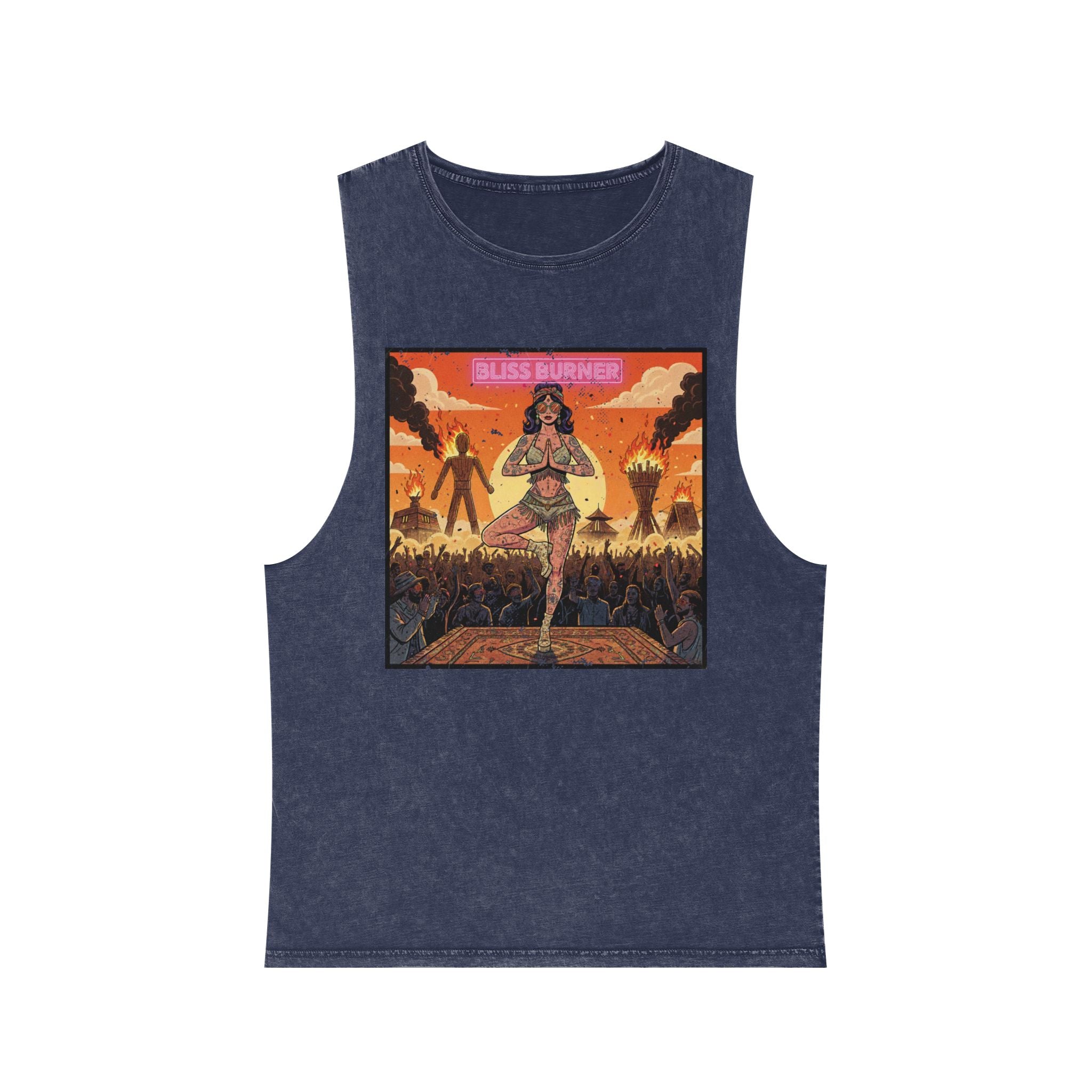 Bliss Burner Stonewashed Tank Top – Burning Man Yoga Pinup Festival Art