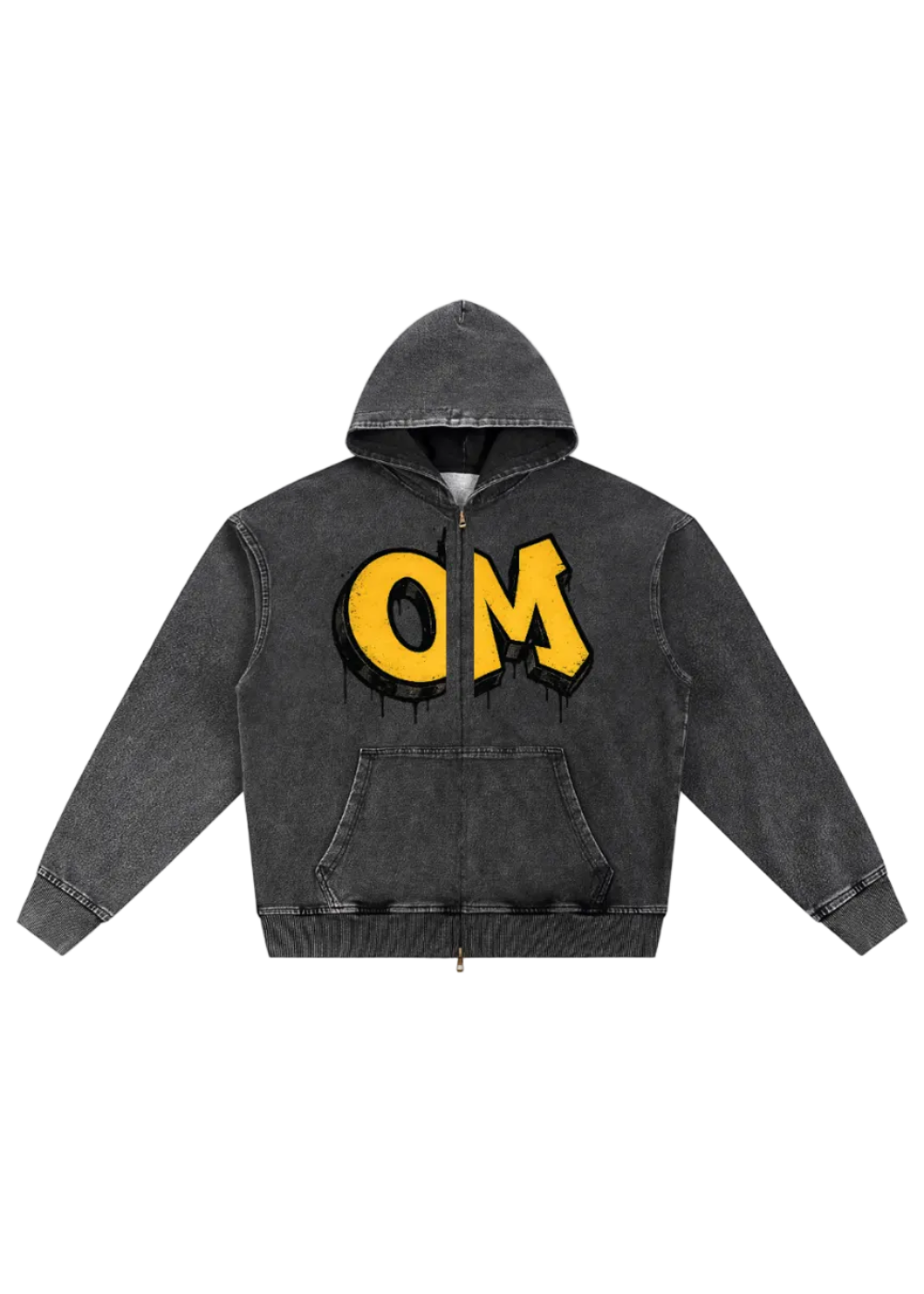 Vintage Graffiti OM Oversized Zip-Up Hoodie