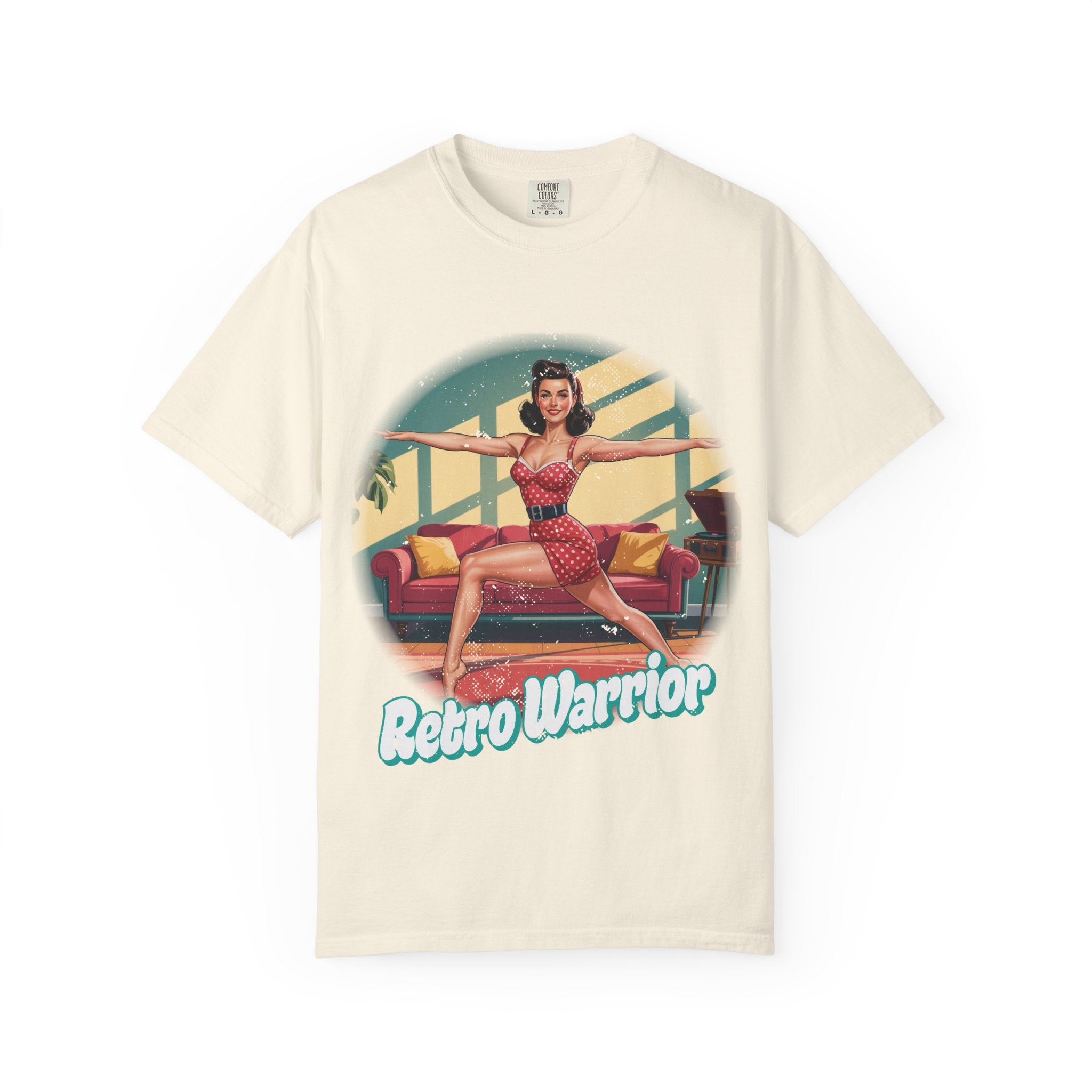 Retro Warrior Yoga Pin-Up Graphic Tee – Vintage Fitness Aesthetic T-Shirt