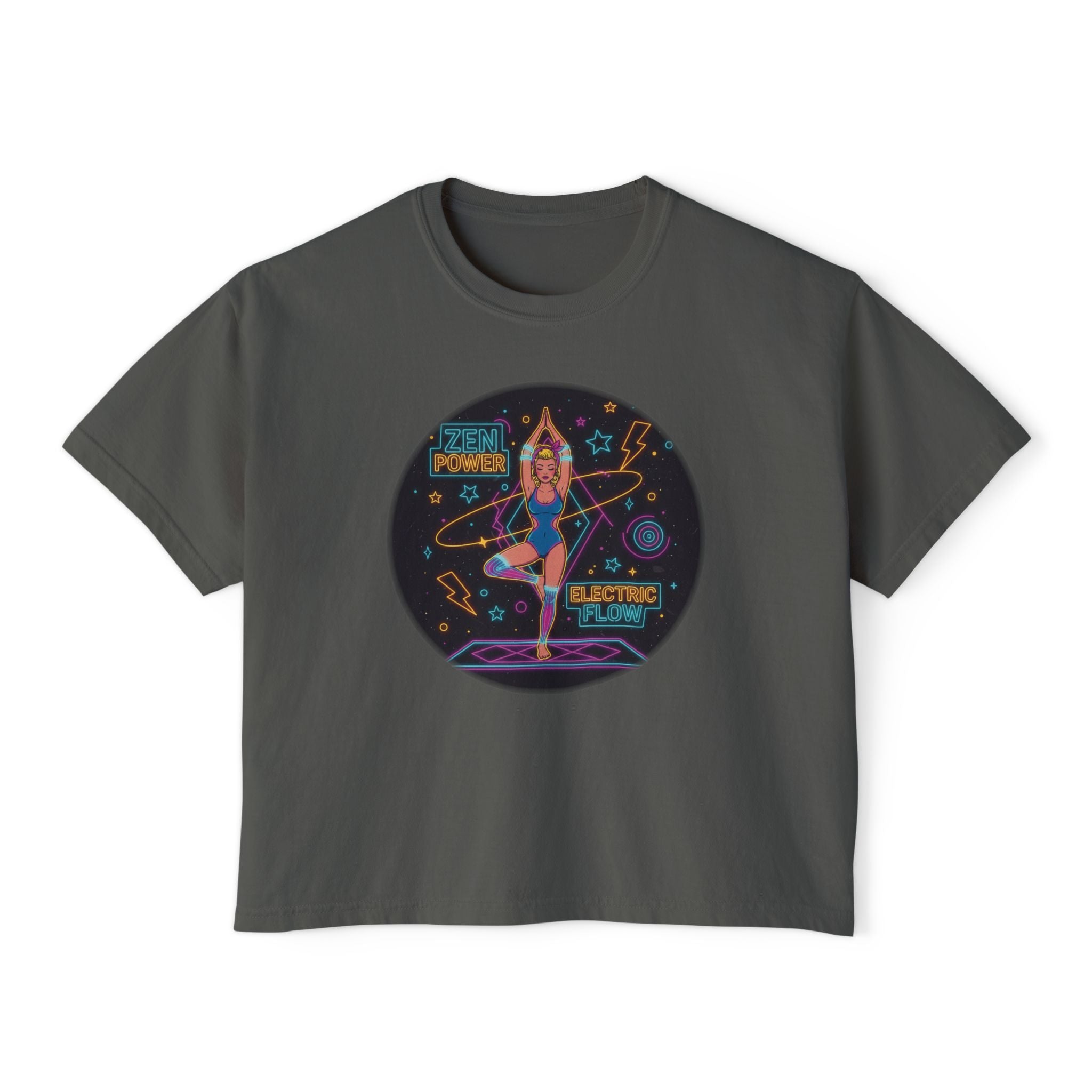 Zen Power Electric Flow T-Shirt – Retro Neon Graphic Yoga Tee