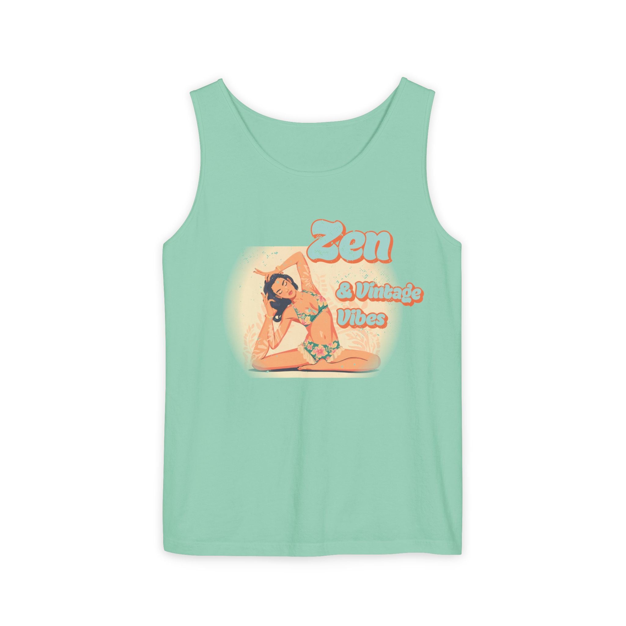 Zen & Vintage Vibes Tank Top – Retro Boho Graphic Yoga Sleeveless Tee