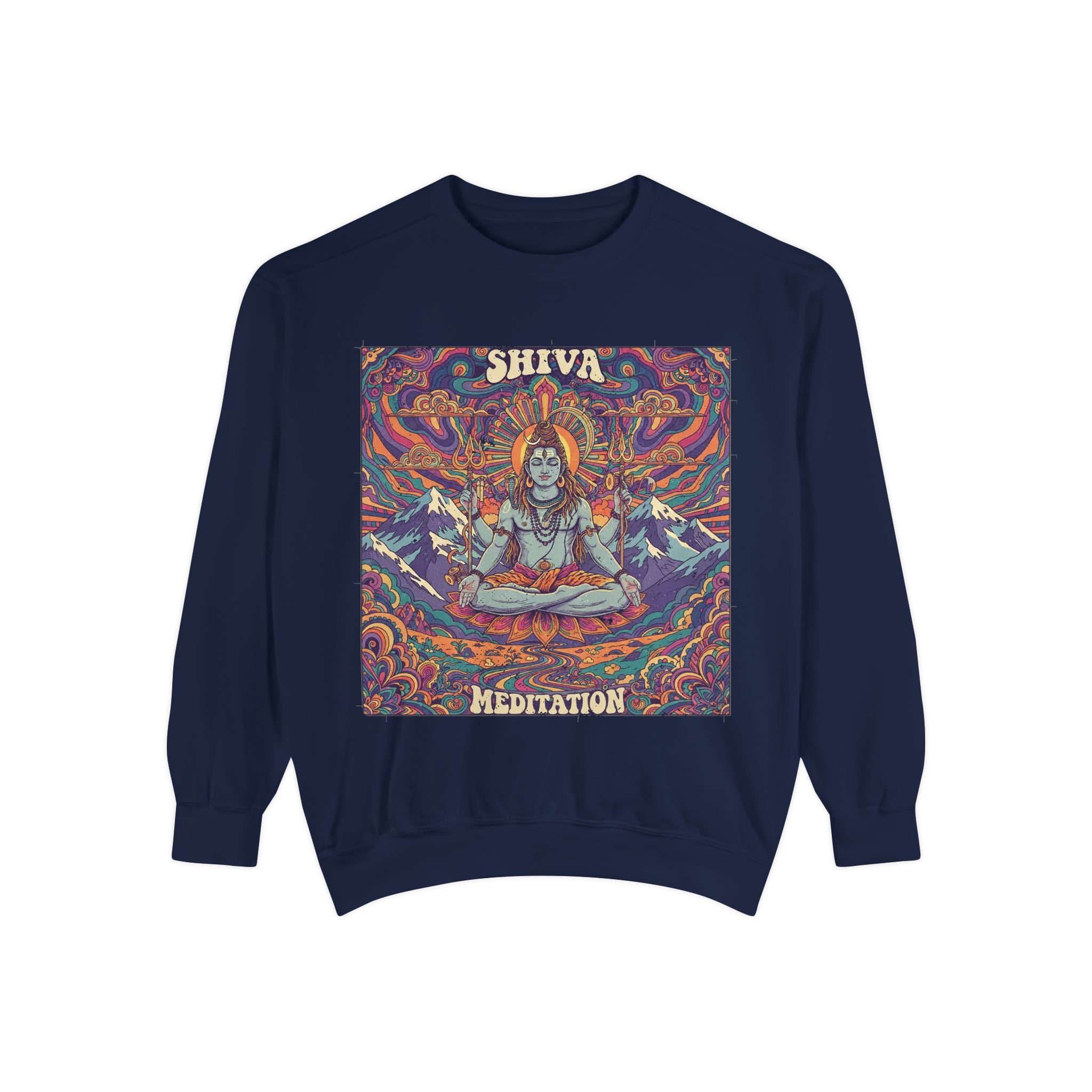 Shiva Meditation Visionary Sweatshirt – Psychedelic Himalayan Peak Spiritual Apparel