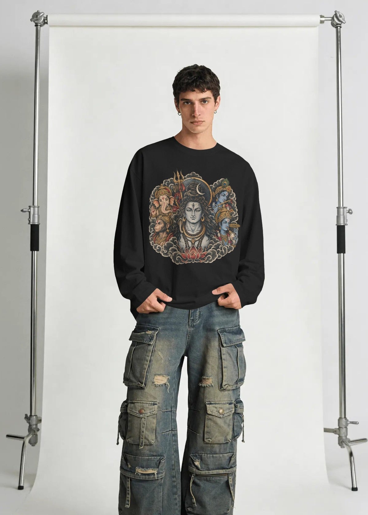 Sacred Pantheon Japanese Tattoo Style Shiva Long Sleeve T-Shirt