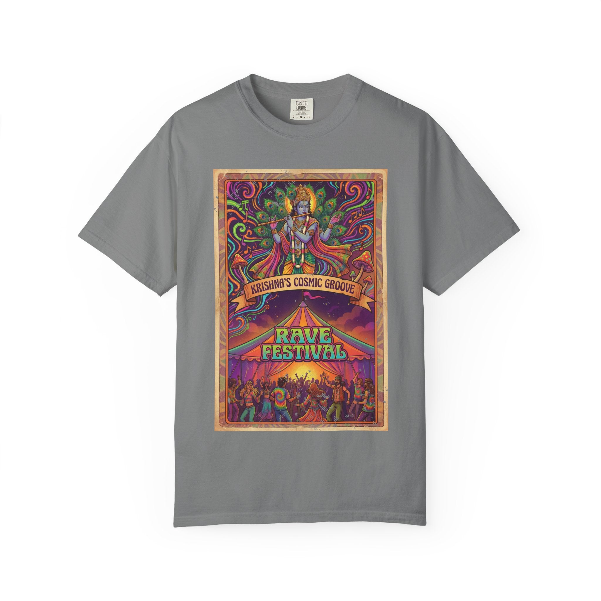 Krishna’s Cosmic Groove T-Shirt – Psychedelic Rave Festival Vintage Graphic Tee