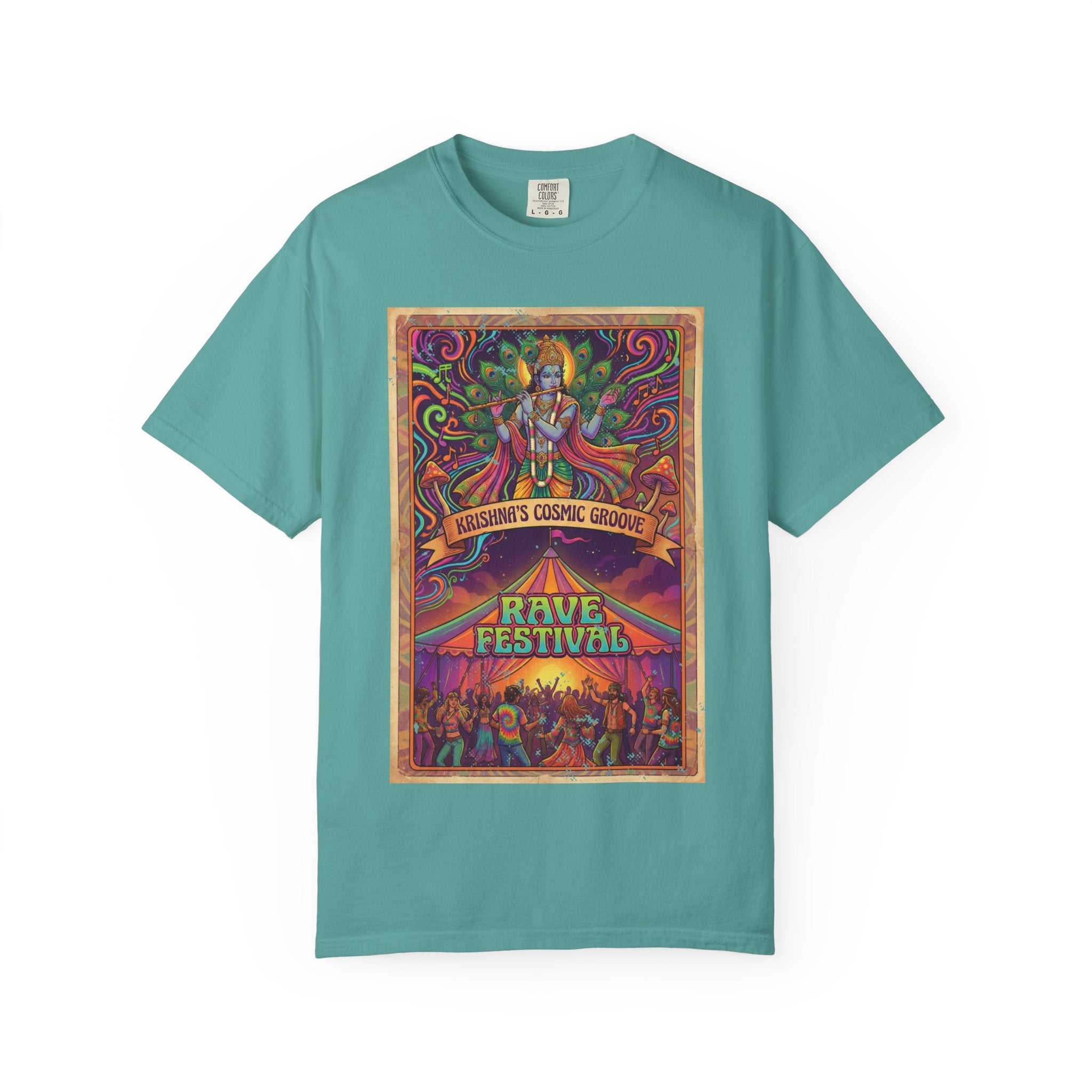 Krishna’s Cosmic Groove T-Shirt – Psychedelic Rave Festival Vintage Graphic Tee