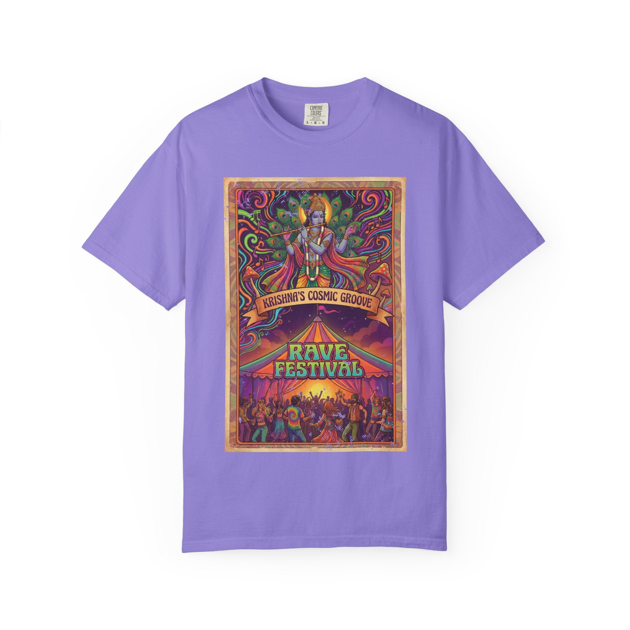 Krishna’s Cosmic Groove T-Shirt – Psychedelic Rave Festival Vintage Graphic Tee