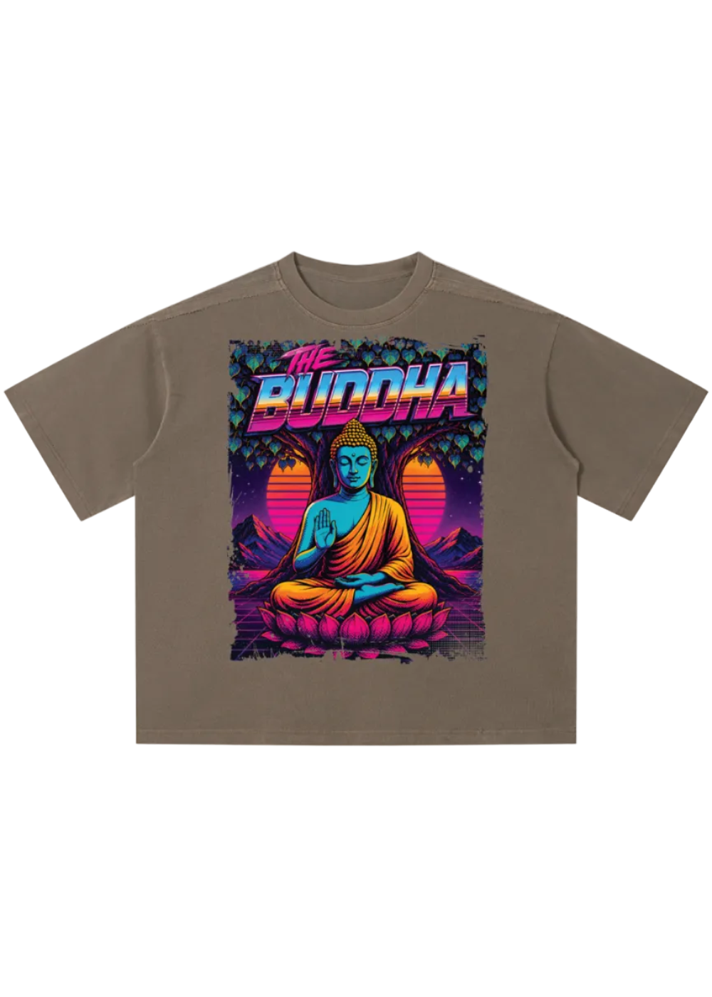 80s Synthwave Buddha Boxy Tee