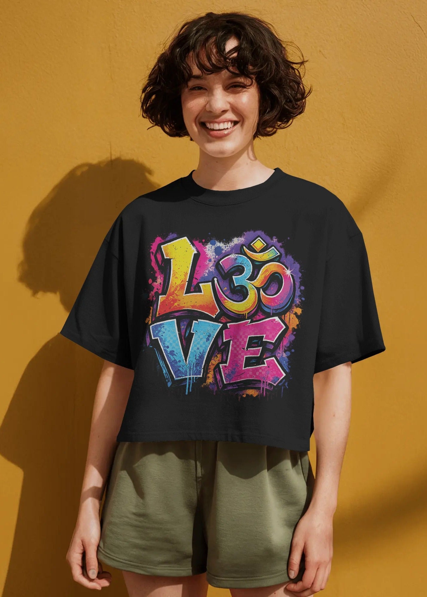 Graffiti LOVE OM Vintage Wash Boxy T-Shirt