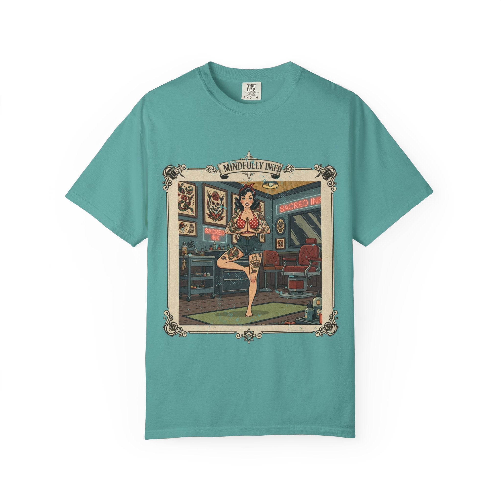 Mindfully Inked Retro T-Shirt – Vintage Tattoo Artist Yoga Graphic Tee