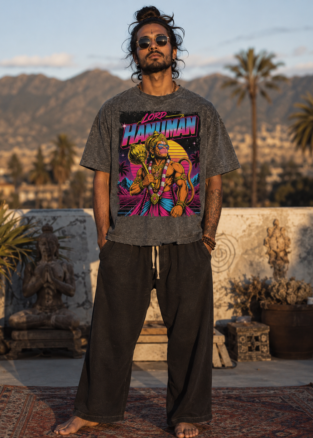 Lord Hanuman Synthwave T-Shirt