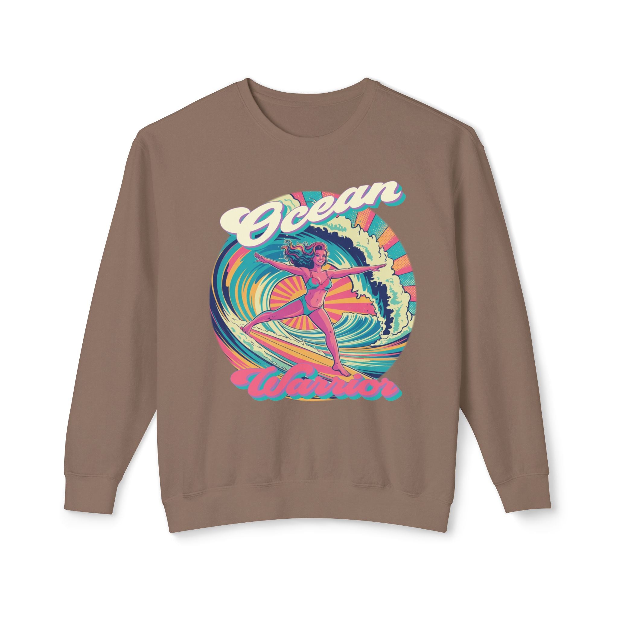 Ocean Warrior Retro Sweatshirt – Vaporwave Surf Aesthetic Graphic Pullover