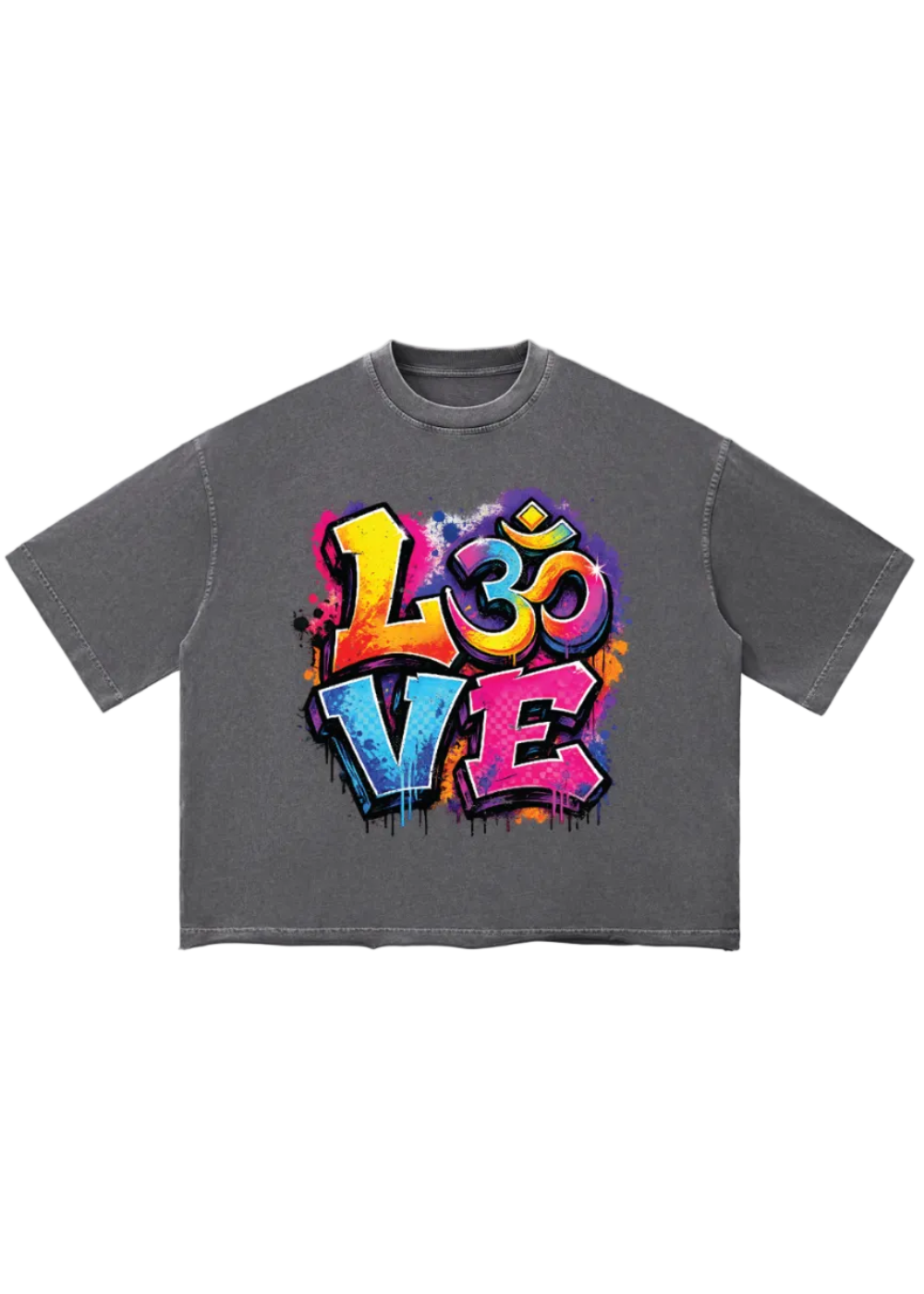 Graffiti LOVE OM Vintage Wash Boxy T-Shirt