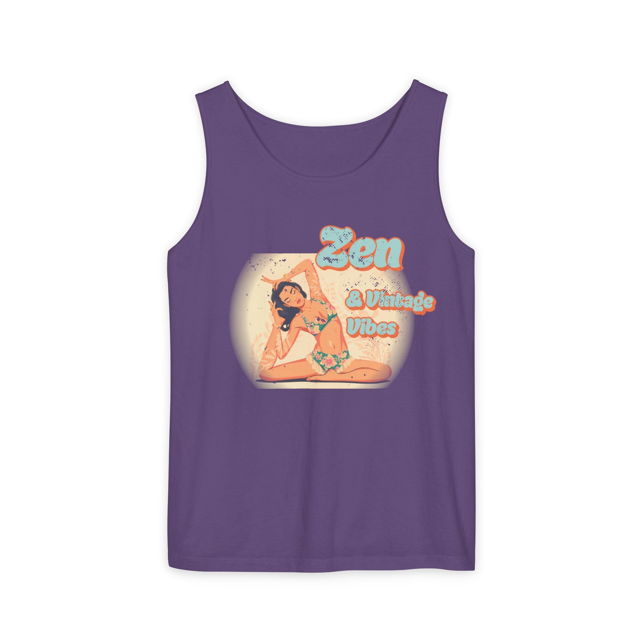 Zen & Vintage Vibes Tank Top – Retro Boho Graphic Yoga Sleeveless Tee