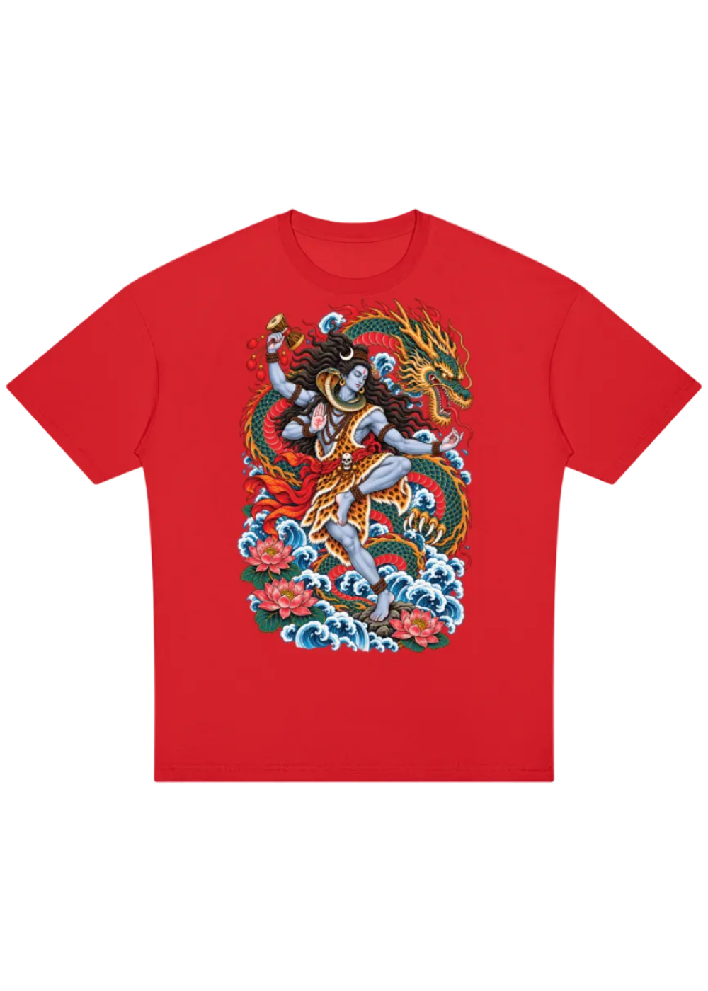 Lord Shiva Dragon Irezumi Oversized Drop Shoulder T-Shirt