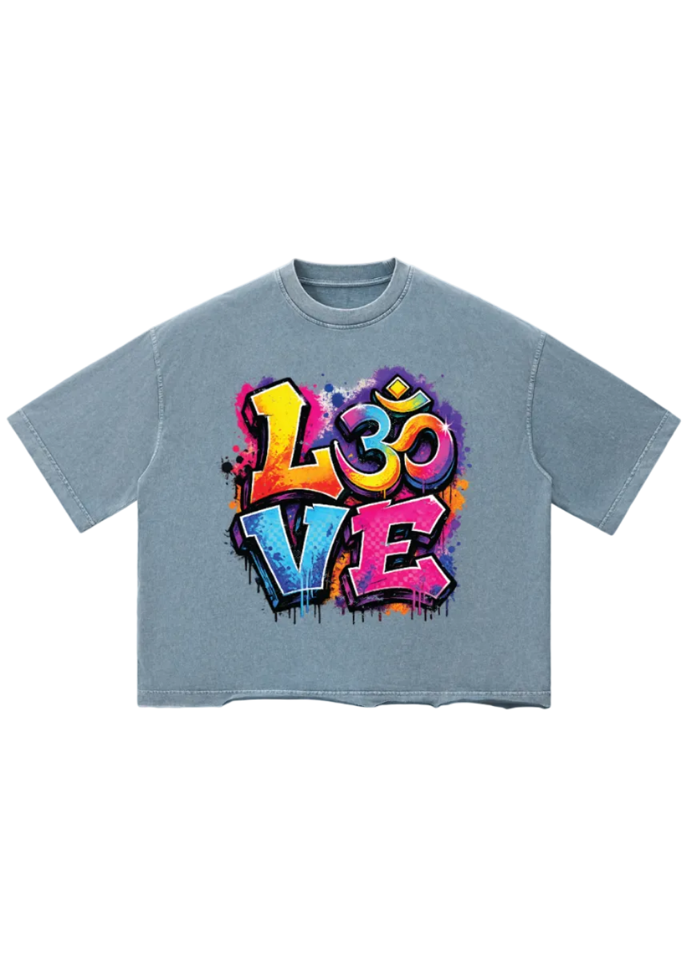 Graffiti LOVE OM Vintage Wash Boxy T-Shirt