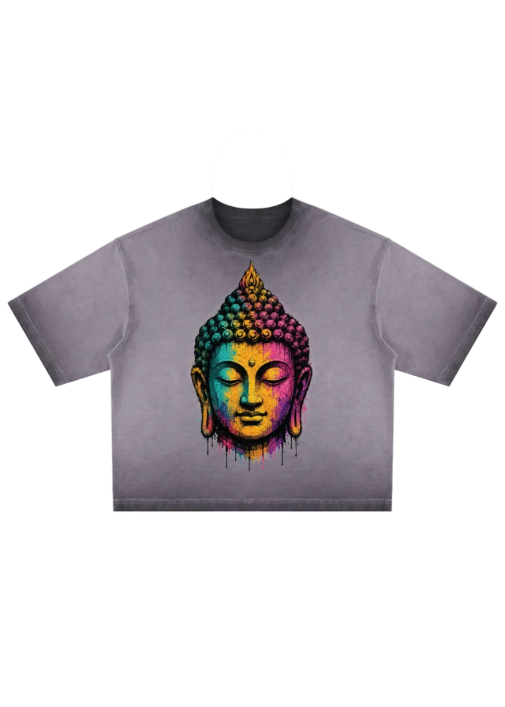 Awakened One Buddha Graffiti Reverse Dyed Boxy T-Shirt