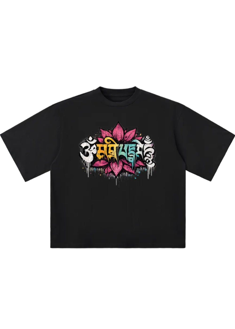 Om Mani Padme Hum Graffiti Oversized Drop Shoulder T-Shirt
