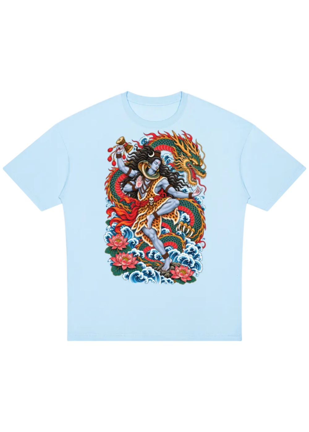 Lord Shiva Dragon Irezumi Oversized Drop Shoulder T-Shirt