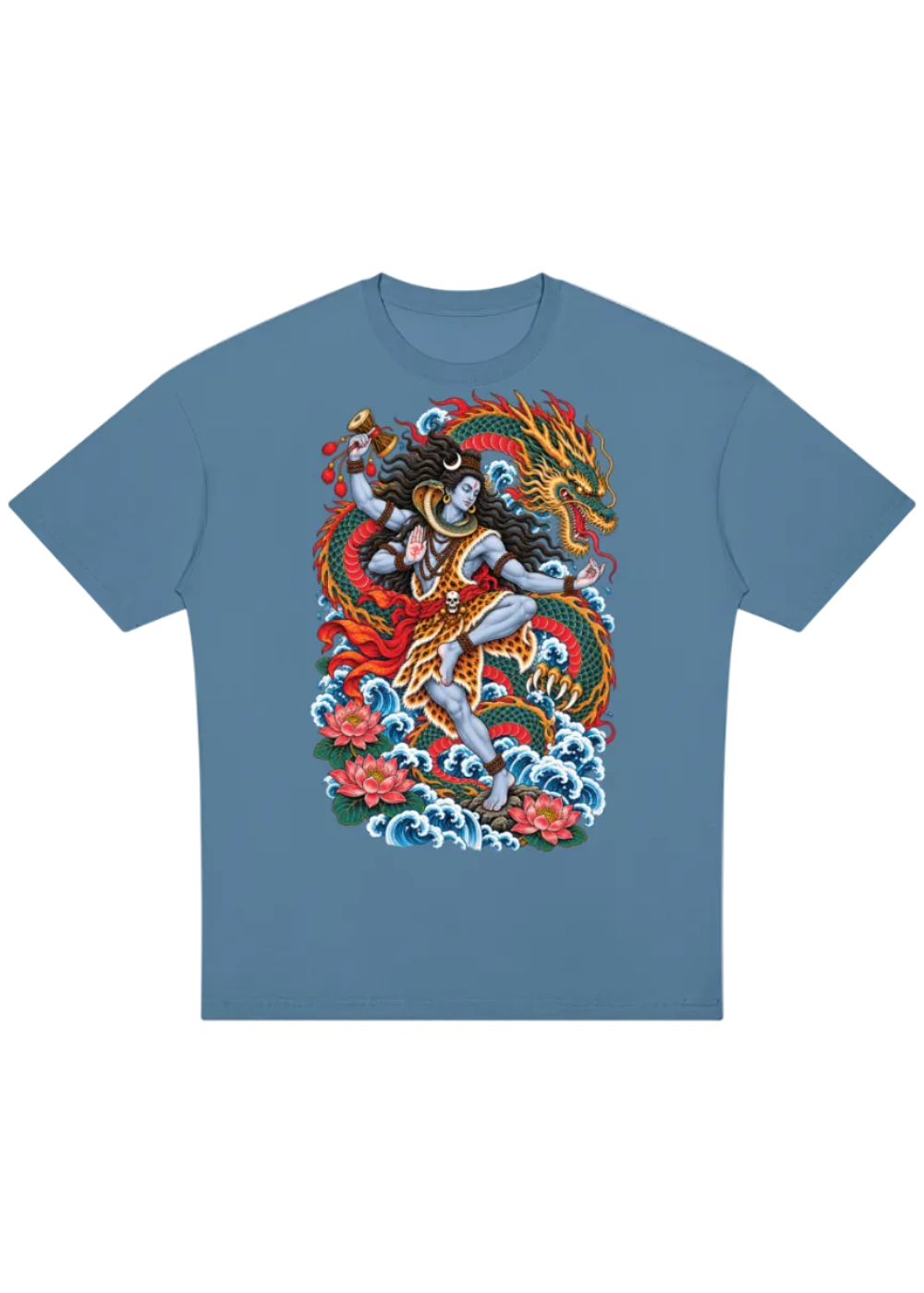 Lord Shiva Dragon Irezumi Oversized Drop Shoulder T-Shirt