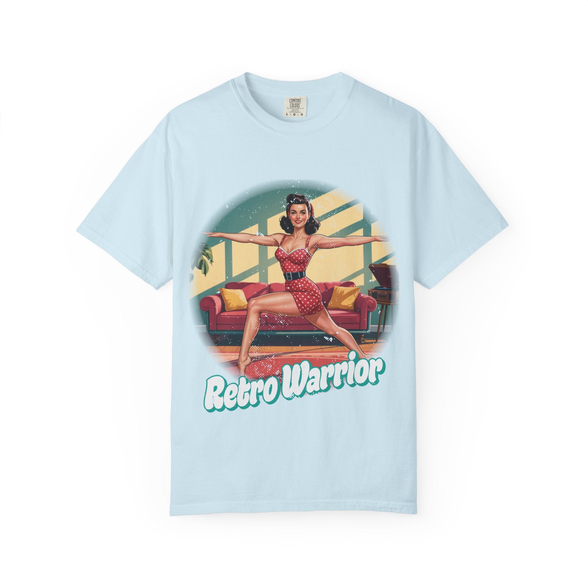 Retro Warrior Yoga Pin-Up Graphic Tee – Vintage Fitness Aesthetic T-Shirt