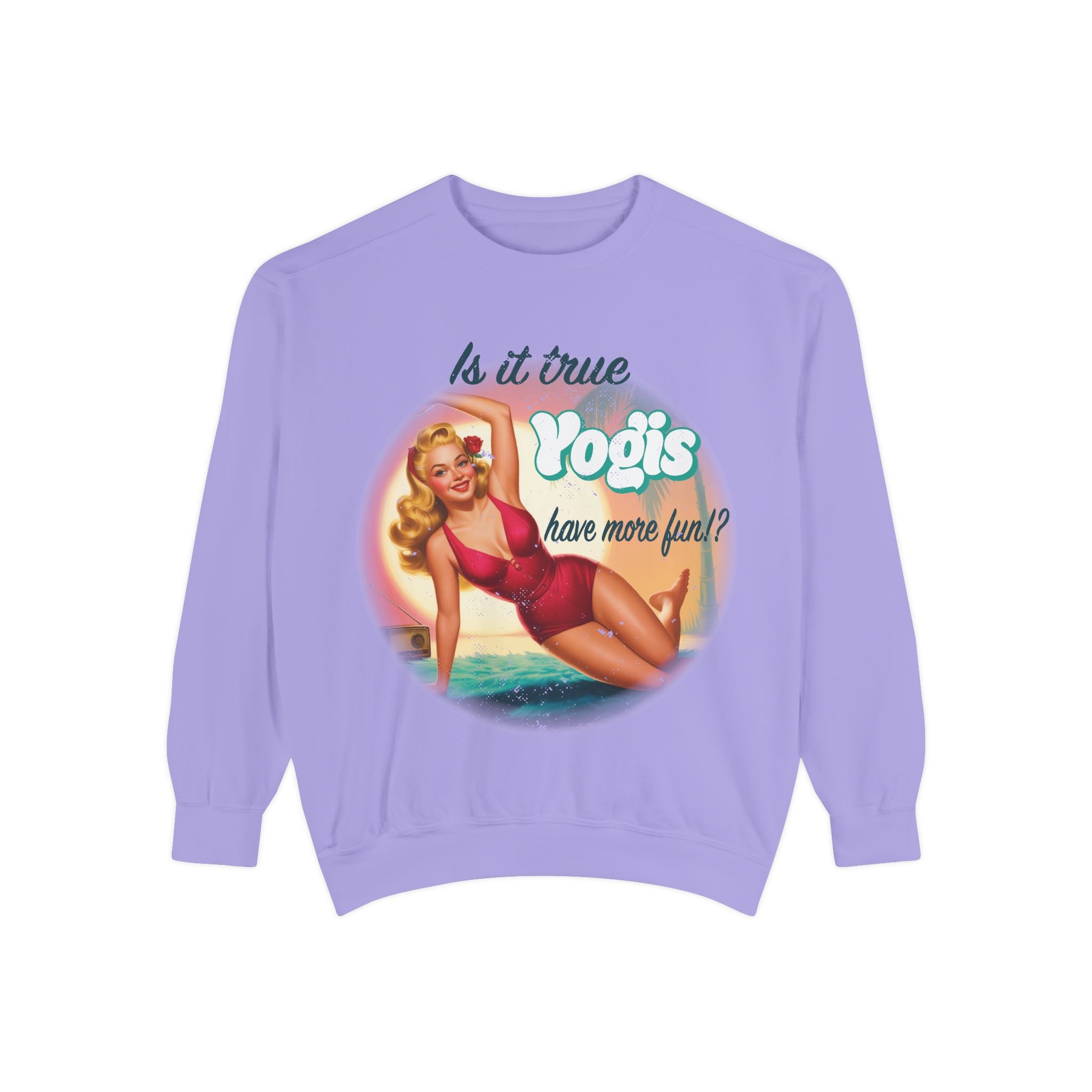 "Yogis Have More Fun" Vintage Pin-Up Sweatshirt – Retro Beach Aesthetic Pullover