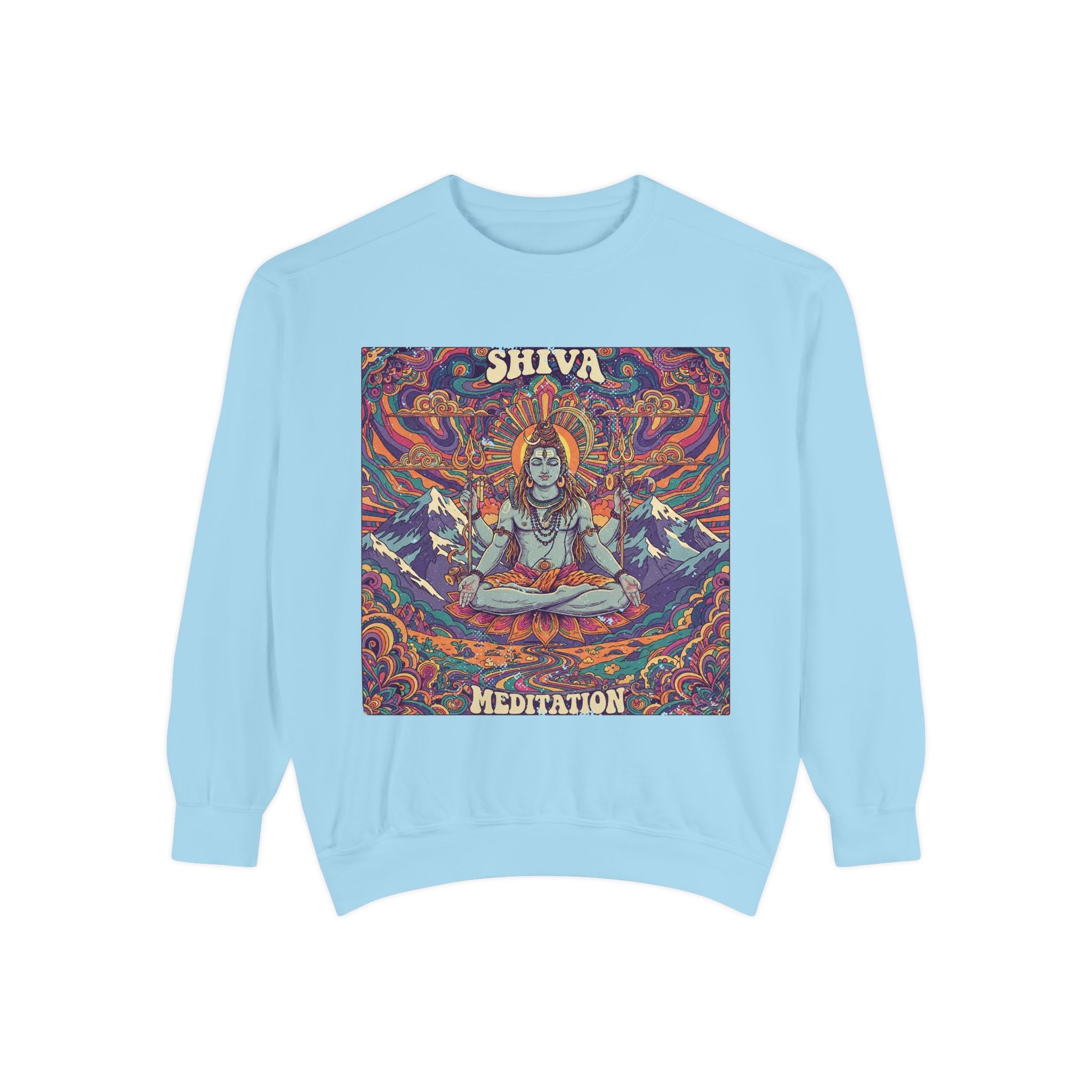 Shiva Meditation Visionary Sweatshirt – Psychedelic Himalayan Peak Spiritual Apparel