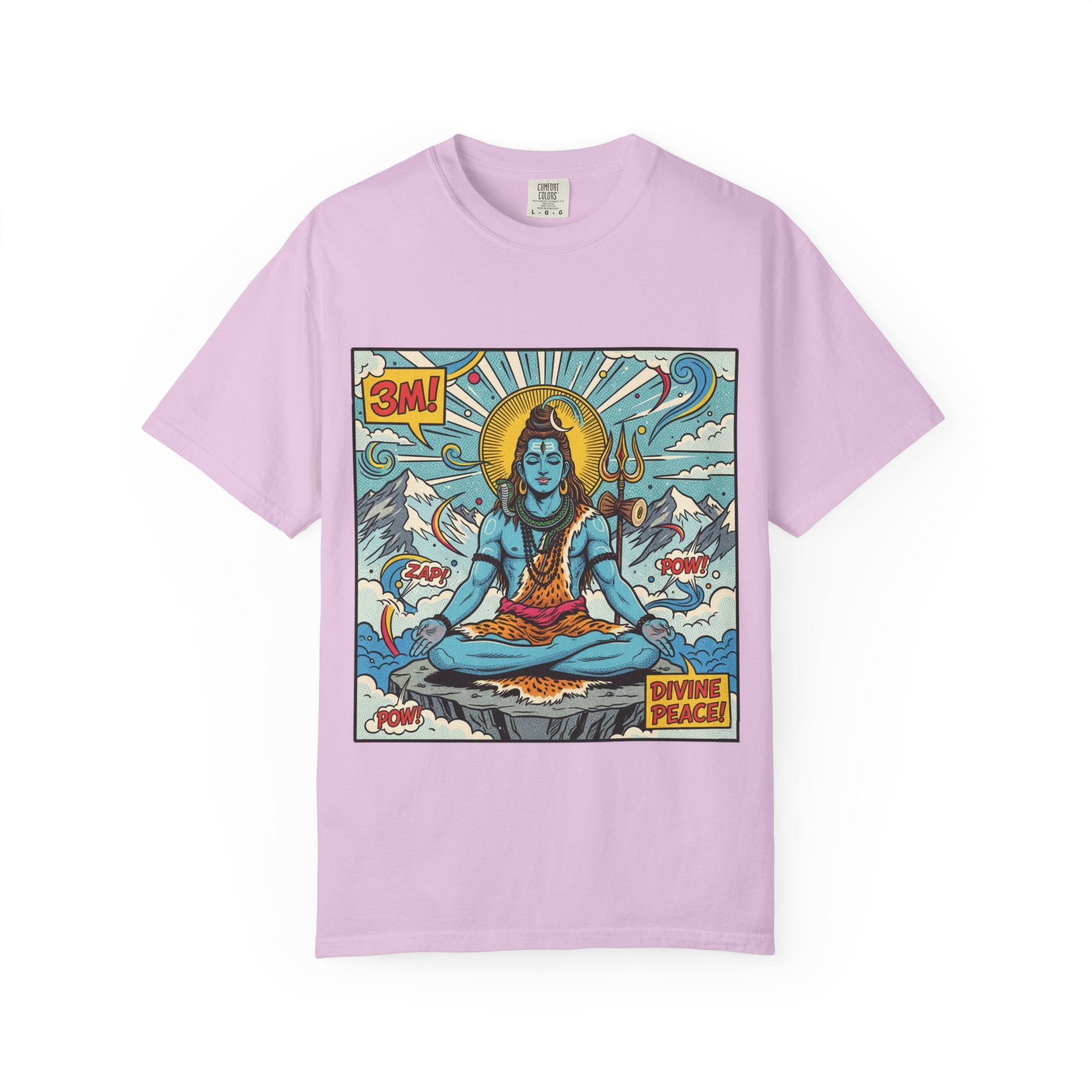 Divine Peace Shiva Pop Art T-Shirt – Retro Comic Meditating Deity Graphic Tee