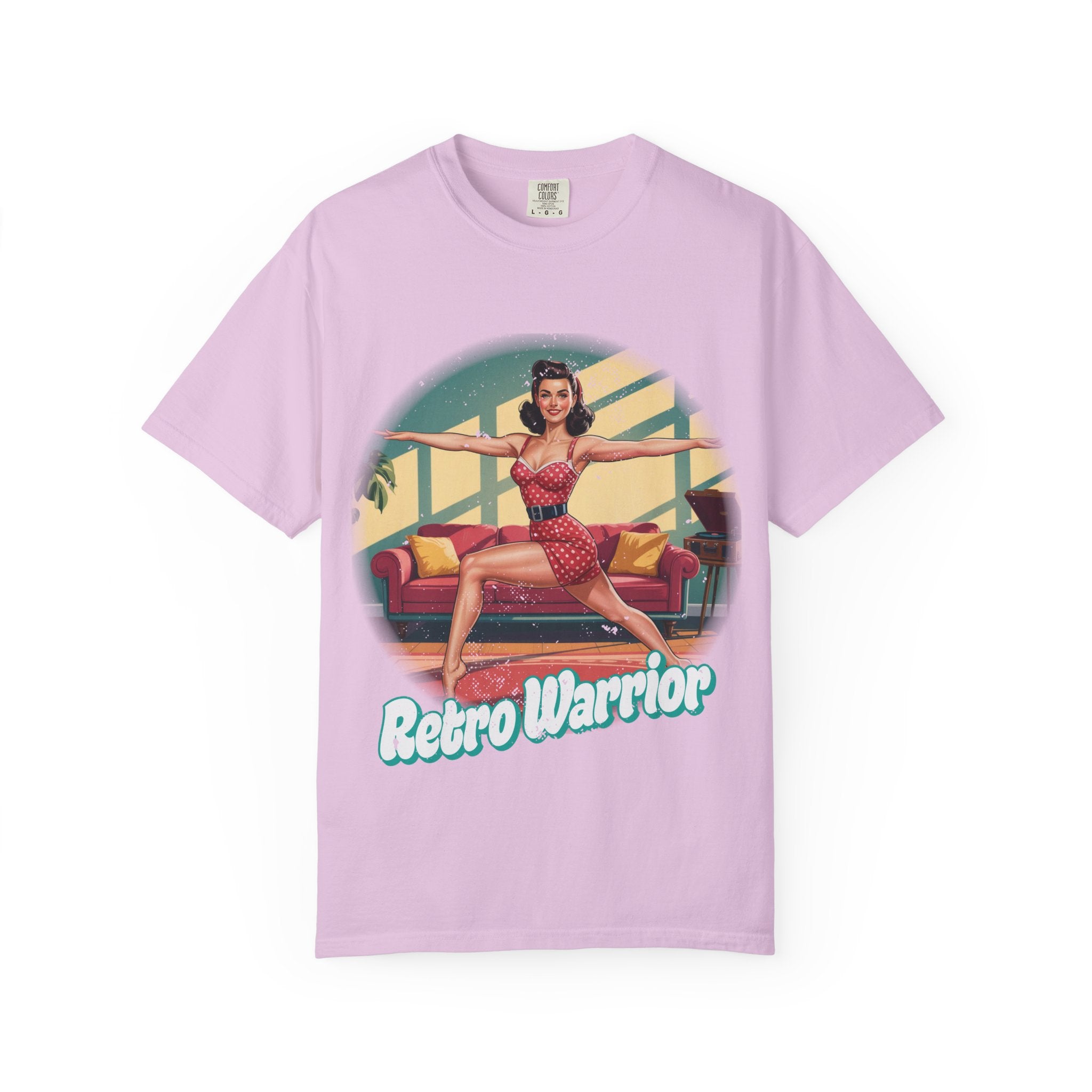 Retro Warrior Yoga Pin-Up Graphic Tee – Vintage Fitness Aesthetic T-Shirt