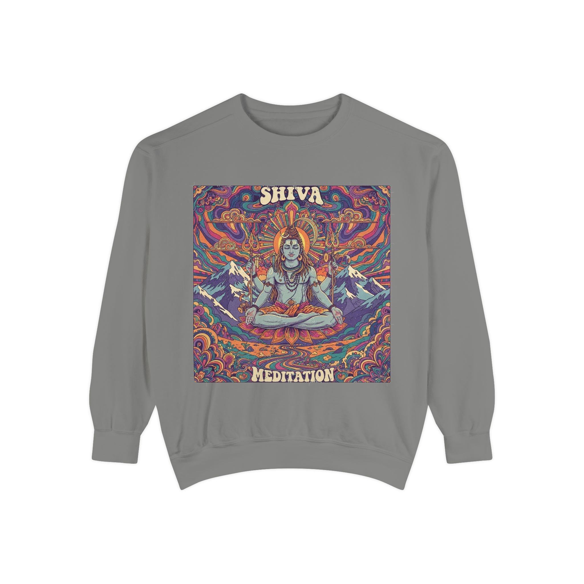 Shiva Meditation Visionary Sweatshirt – Psychedelic Himalayan Peak Spiritual Apparel