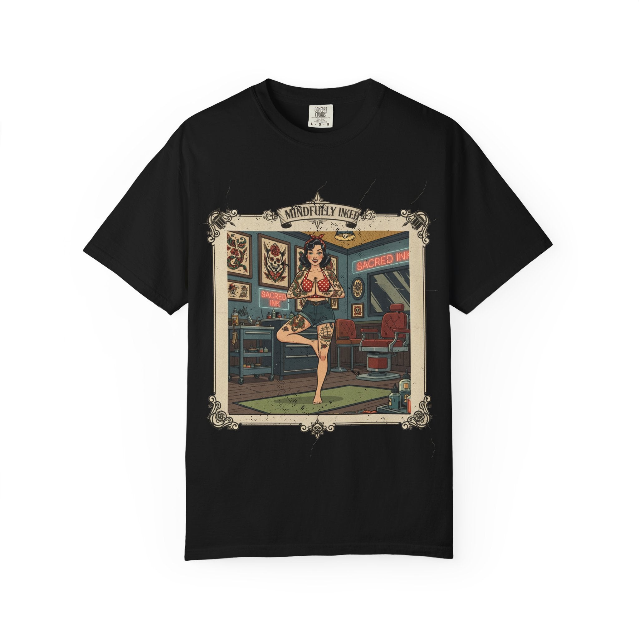 Mindfully Inked Retro T-Shirt – Vintage Tattoo Artist Yoga Graphic Tee